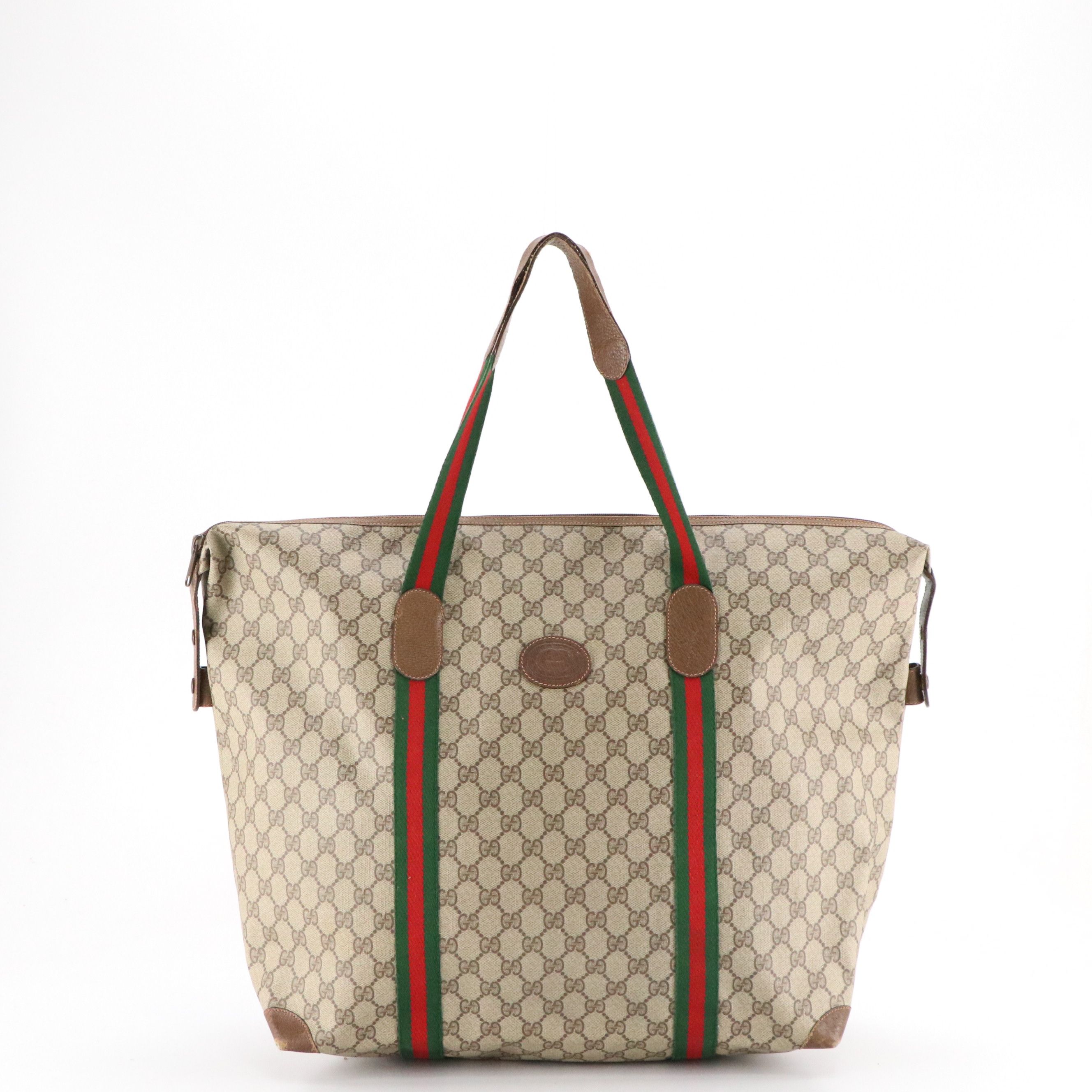 Gucci Accessory Collection Supreme Canvas, Web Stripe and Leather Weekender Bag