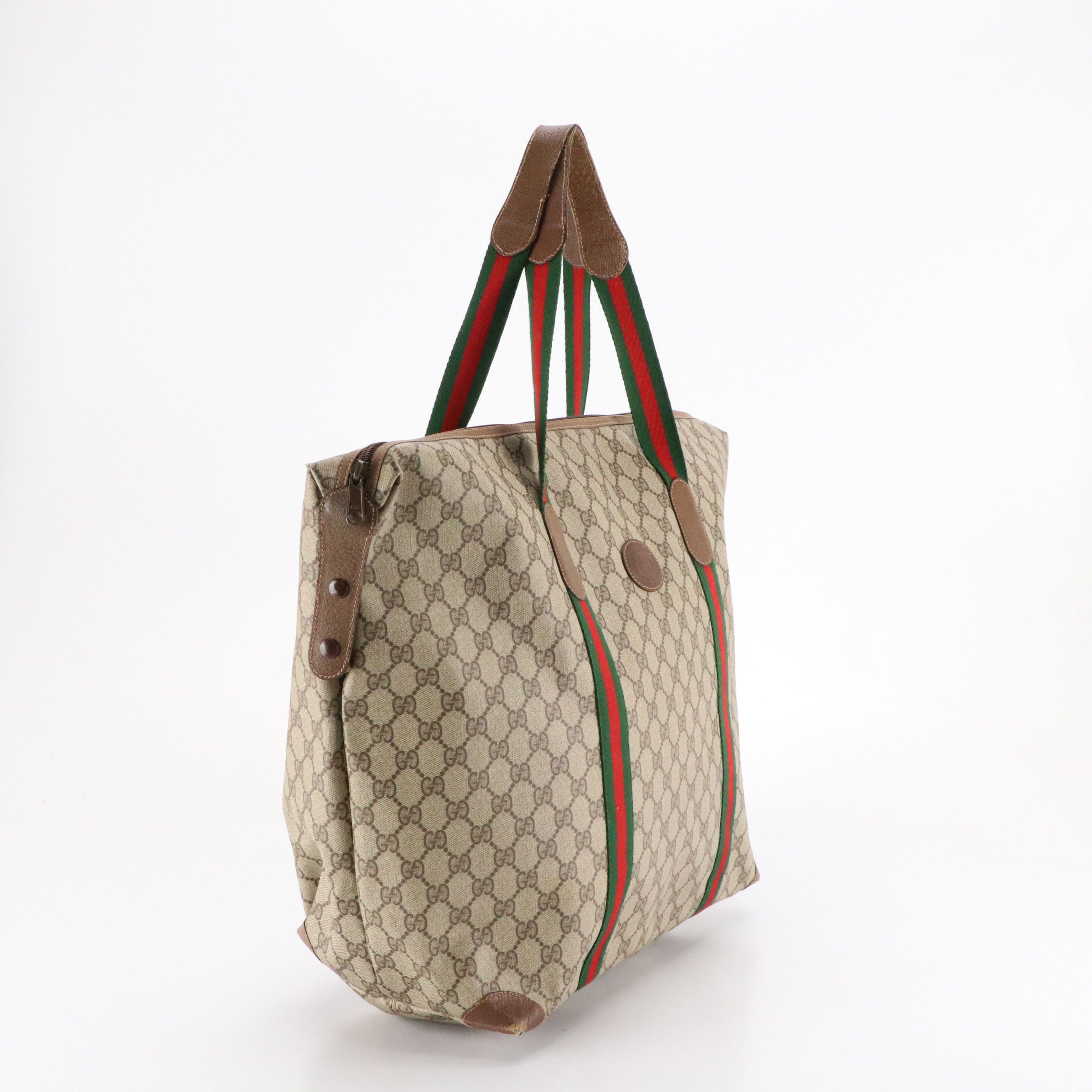 Gucci Accessory Collection Supreme Canvas, Web Stripe and Leather Weekender Bag