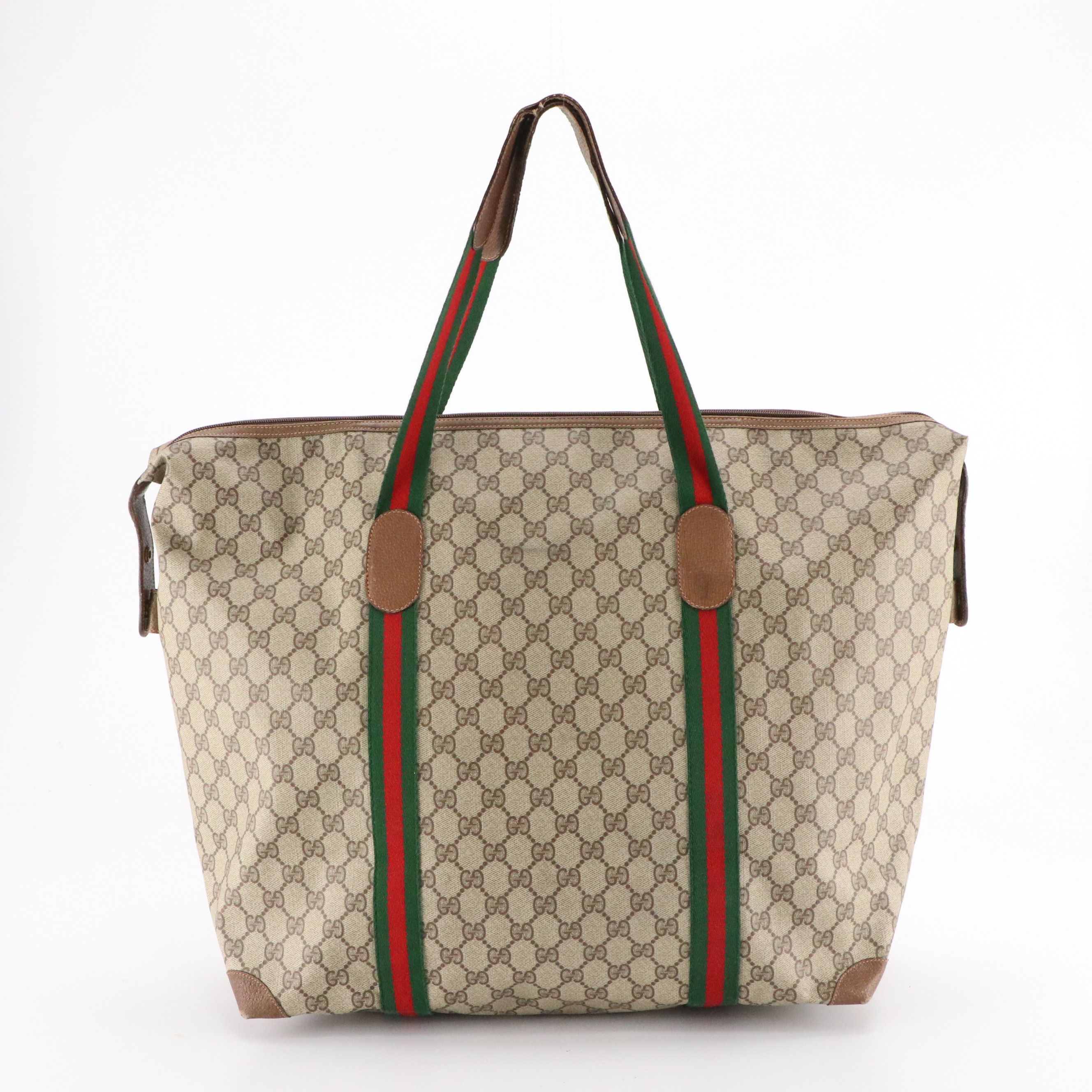 Gucci Accessory Collection Supreme Canvas, Web Stripe and Leather Weekender Bag