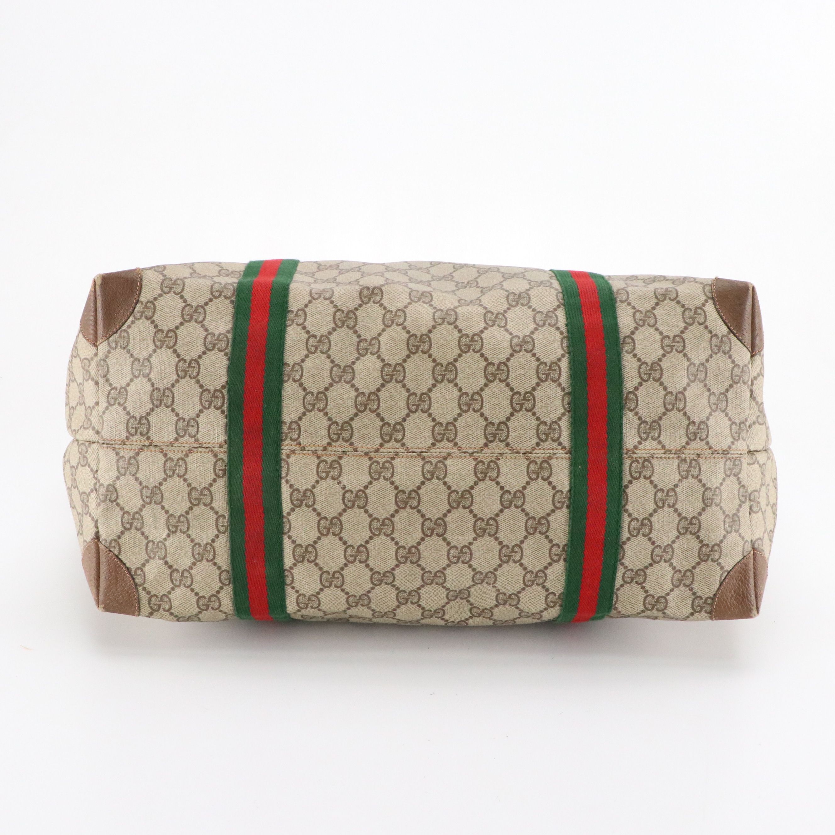 Gucci Accessory Collection Supreme Canvas, Web Stripe and Leather Weekender Bag