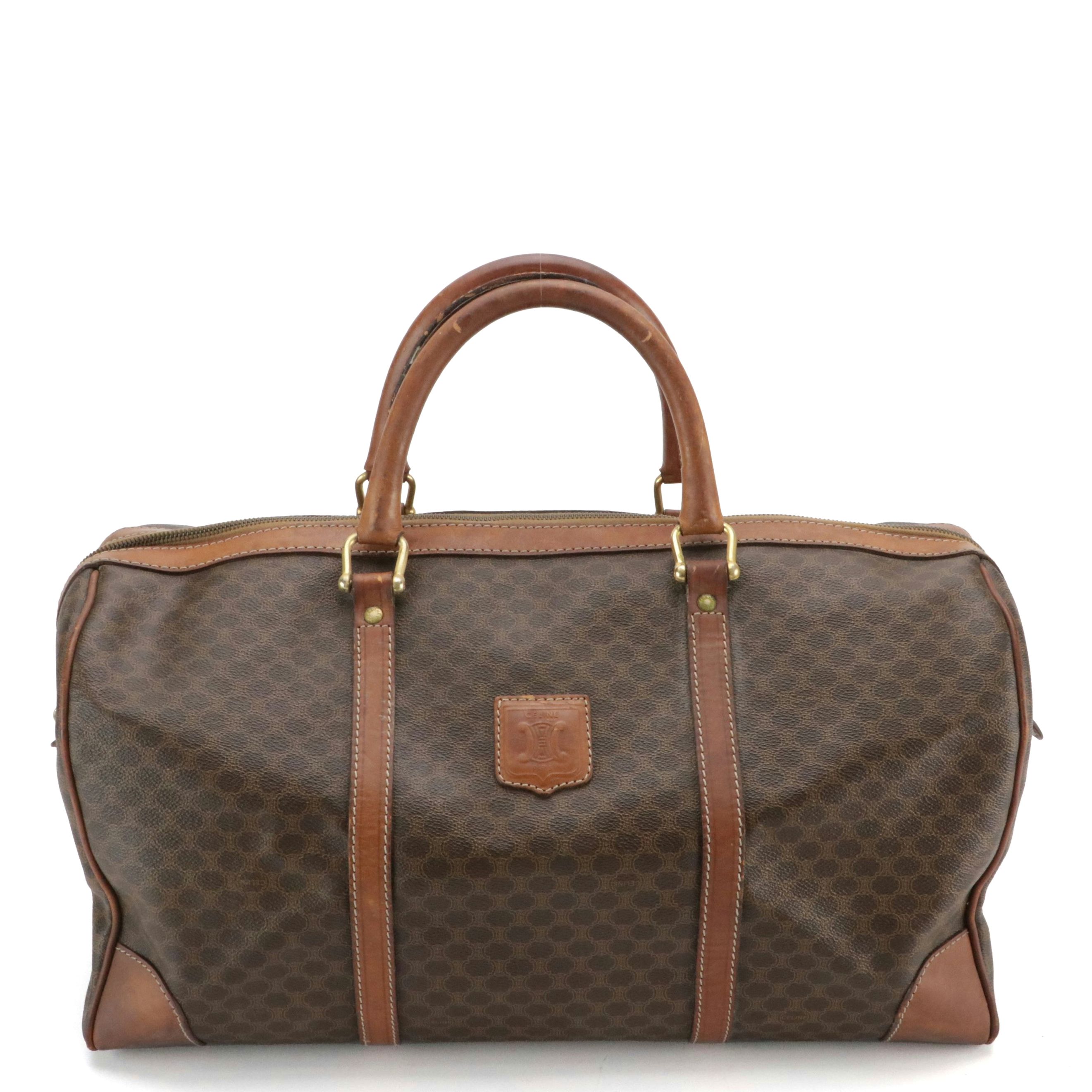 Celine Duffle Bag in Dark Brown Macadam Canvas and Leather