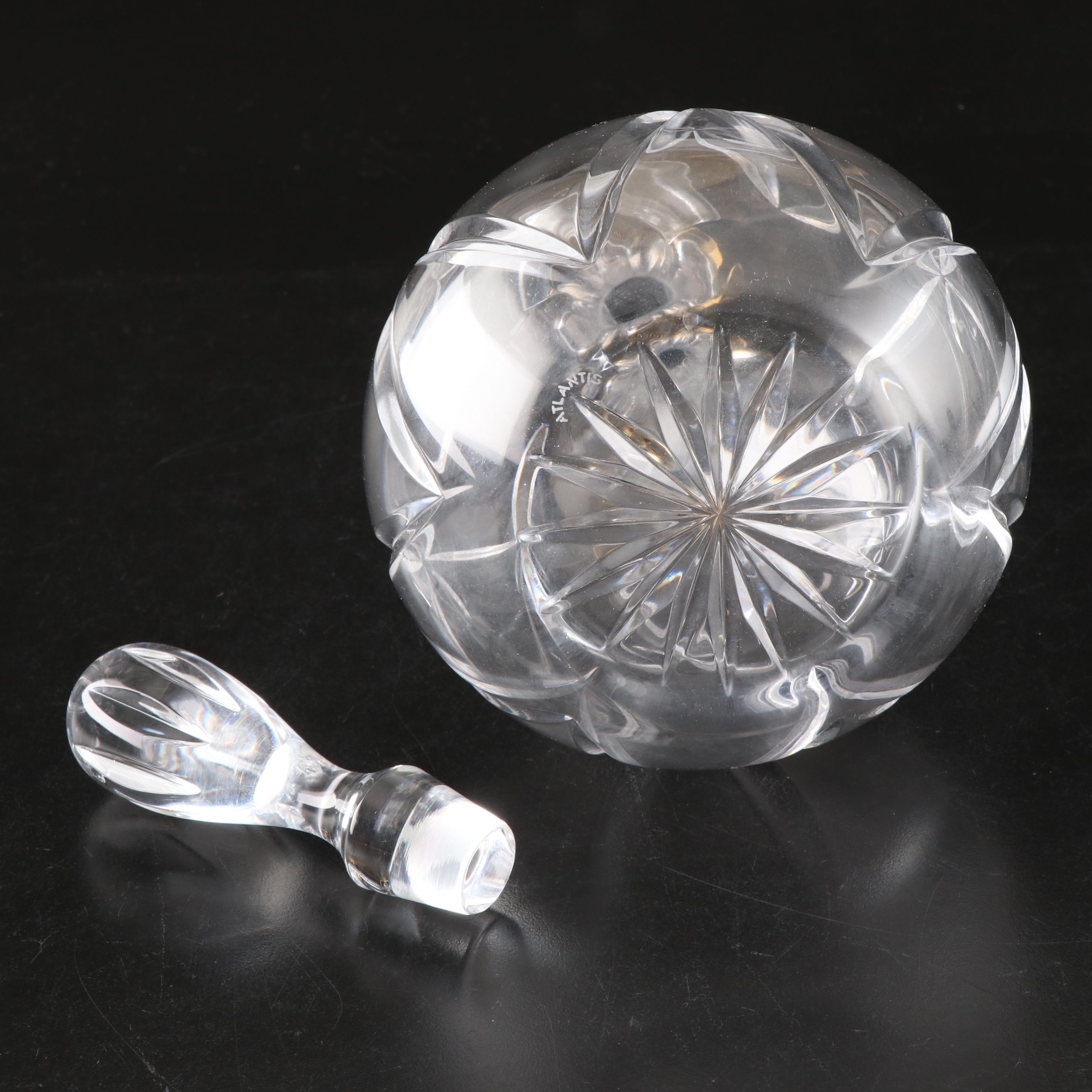 Rogaska Brandy Glasses and Atlantis Decanter with Crystal Ice Bucket