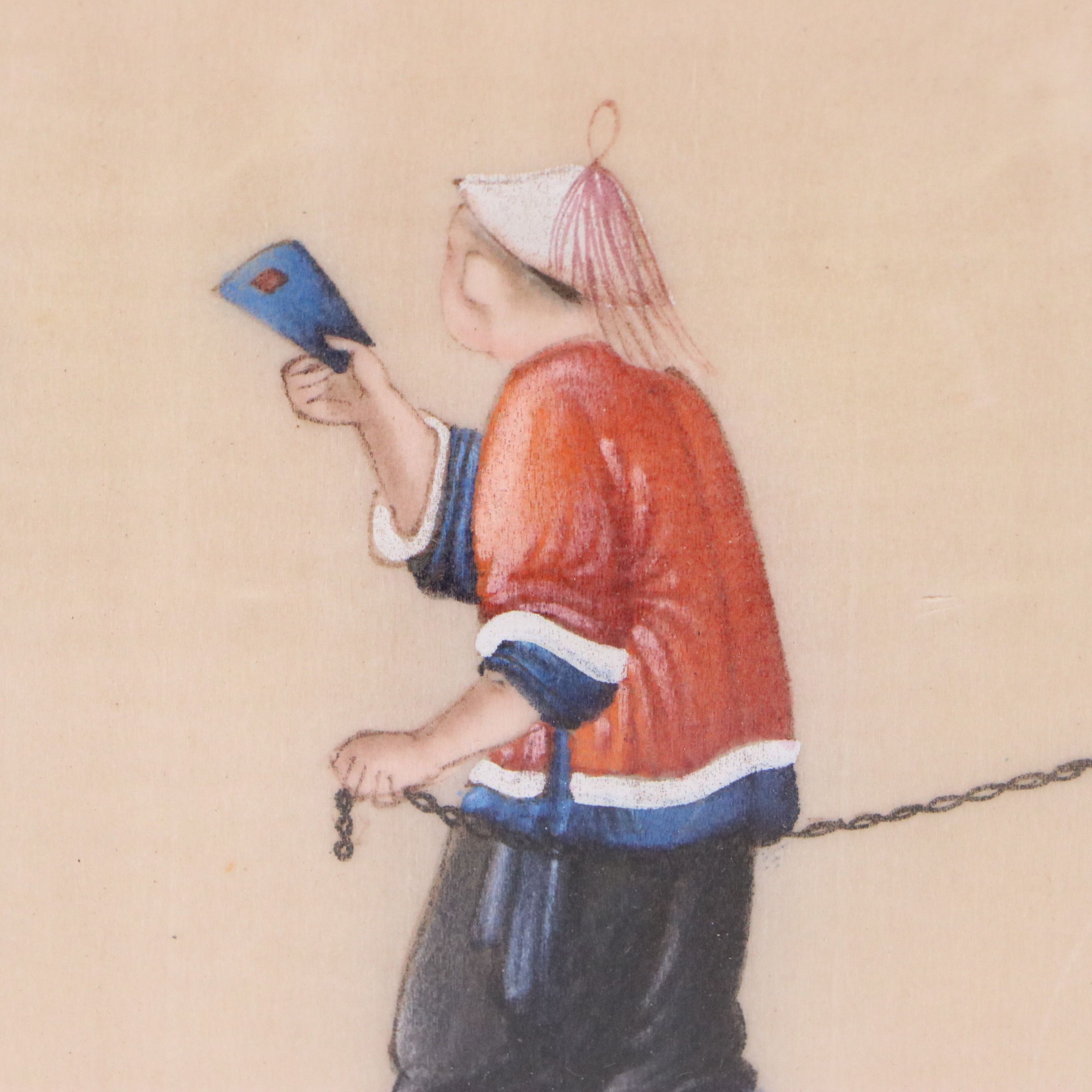 Late Qing Dynasty Watercolor and Gouache Paintings of Scenes of Daily Life