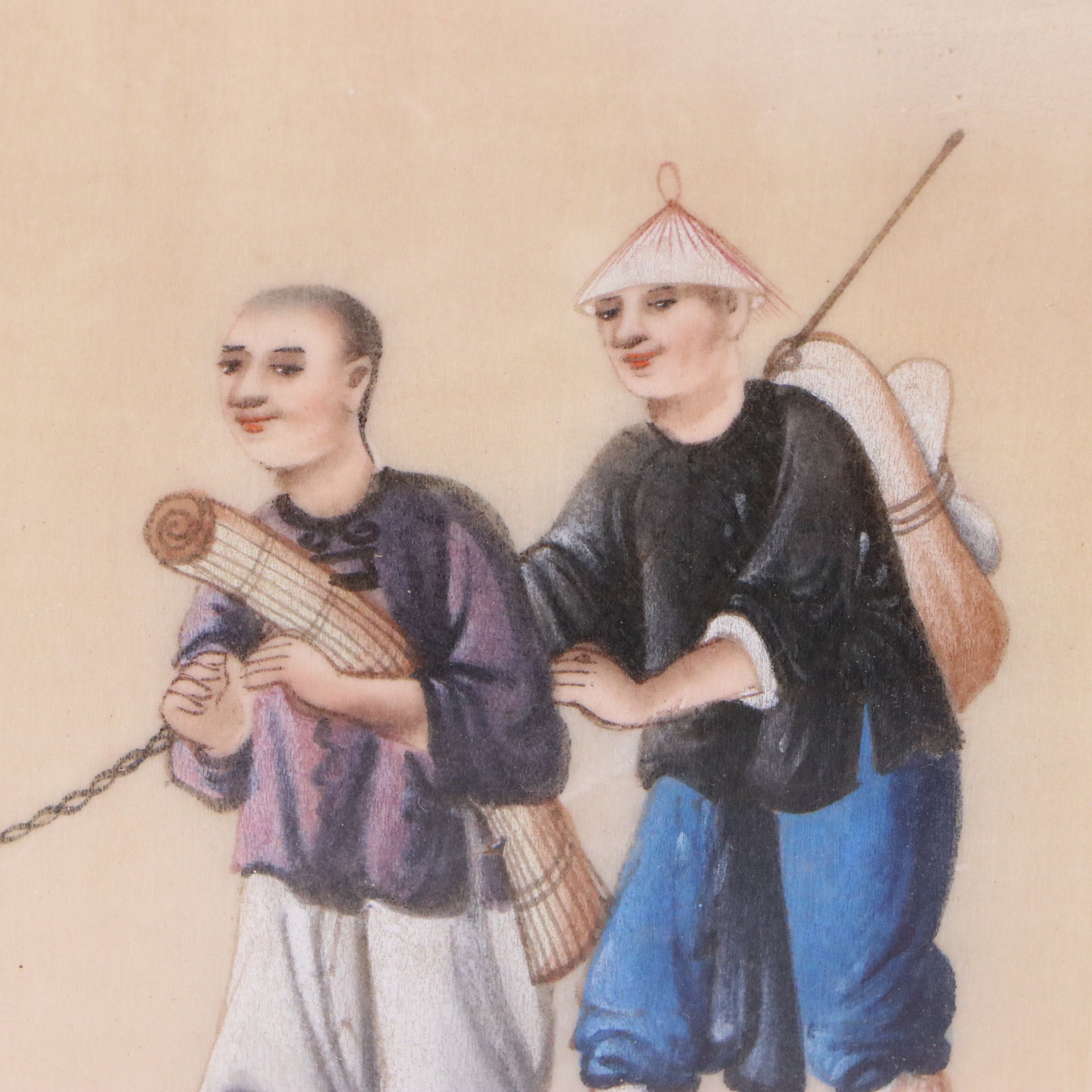 Late Qing Dynasty Watercolor and Gouache Paintings of Scenes of Daily Life