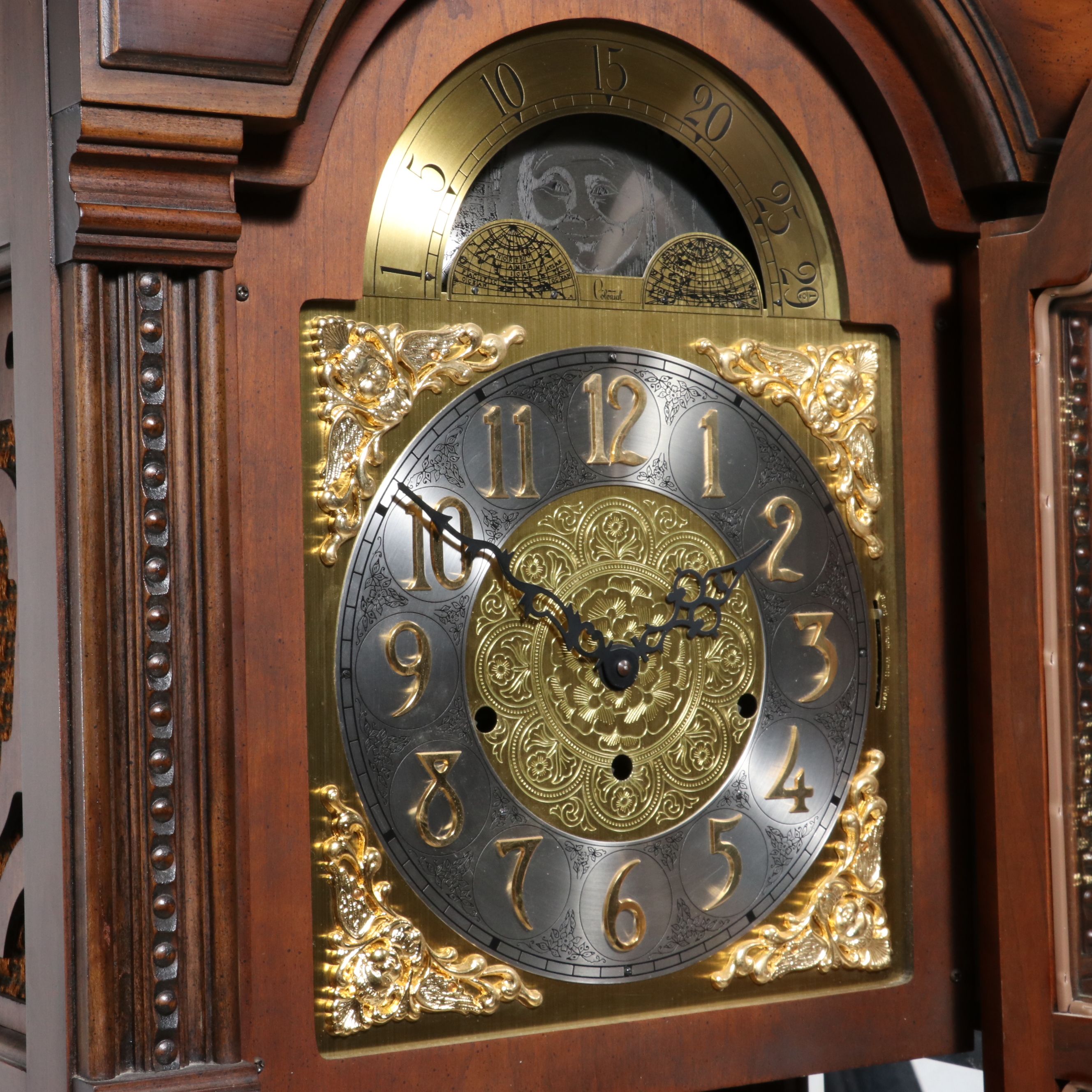 Colonial Grandfather Clock with Moon Phase Face