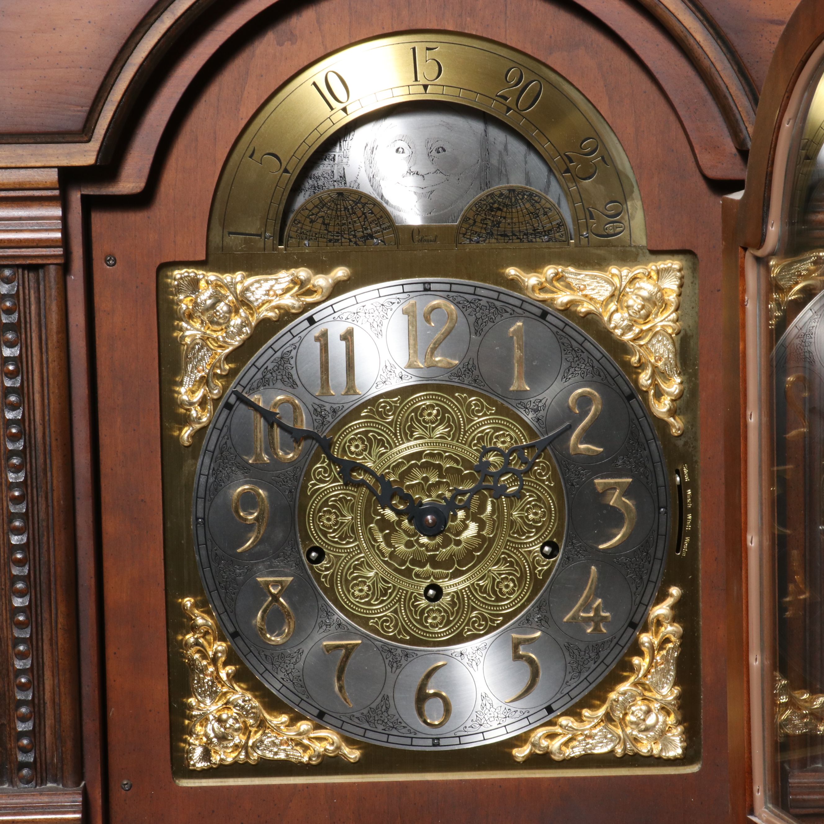 Colonial Grandfather Clock with Moon Phase Face