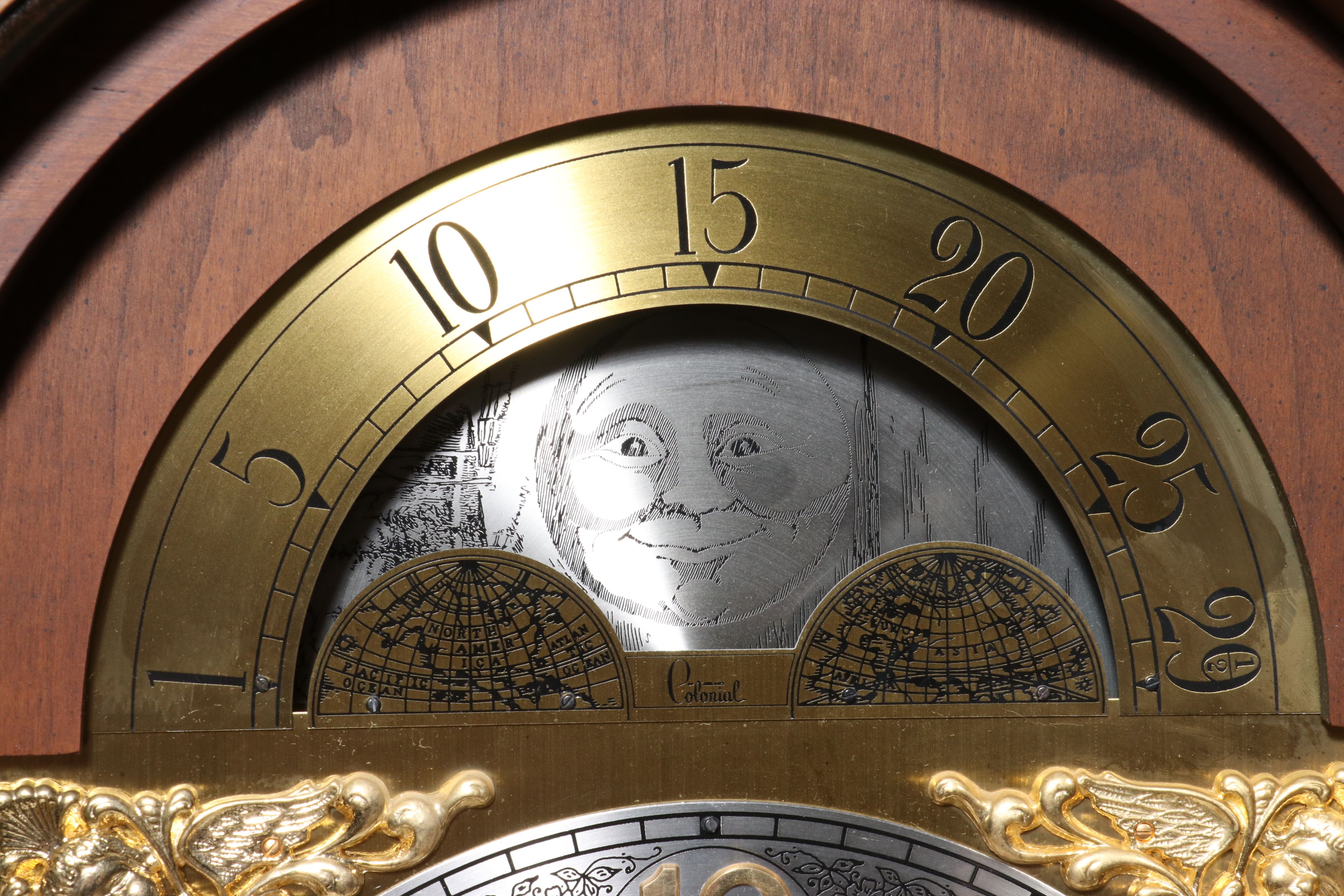 Colonial Grandfather Clock with Moon Phase Face