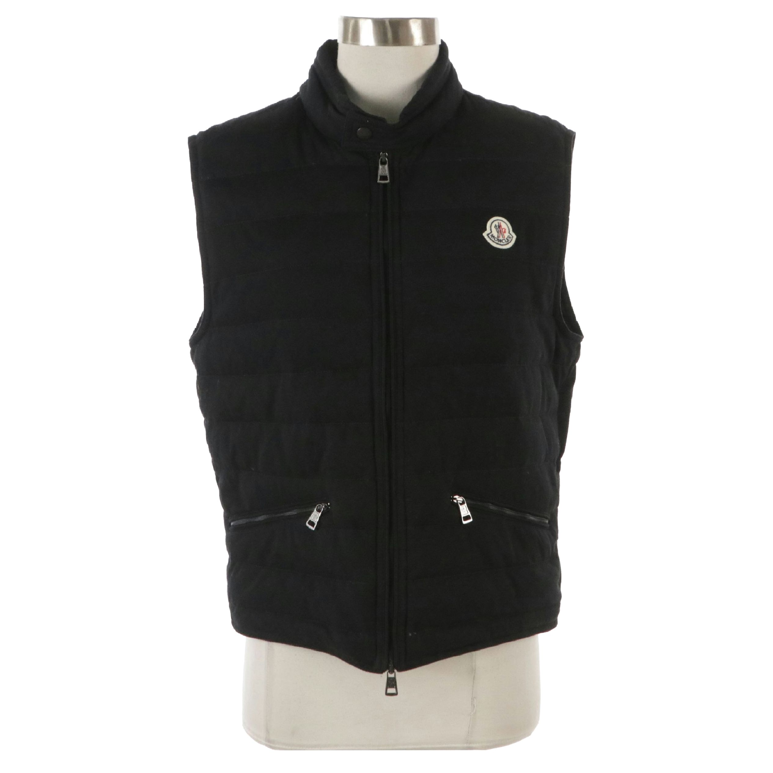 Moncler Gerard Down Zip Vest in Quilted Black Cotton