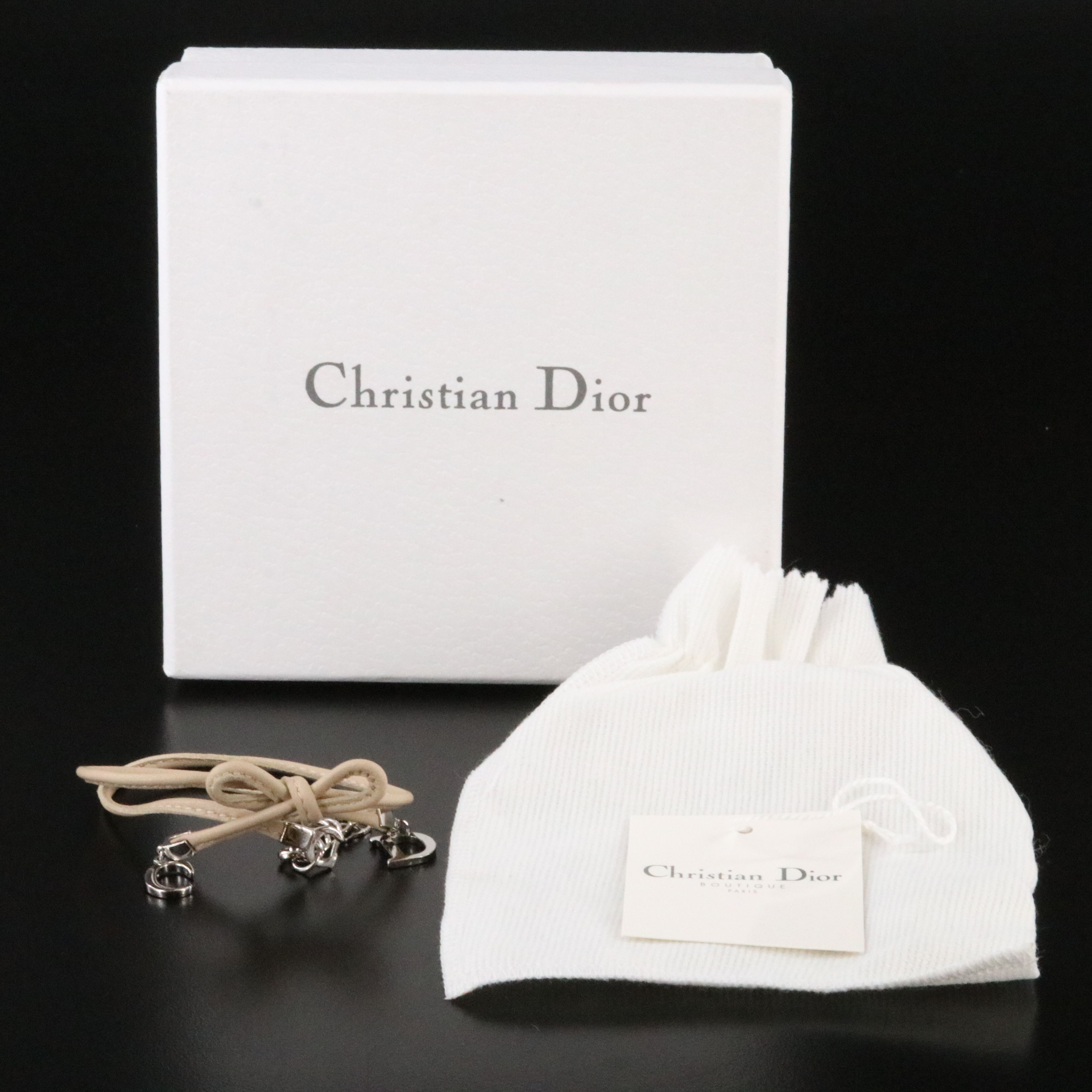 Christian Dior CD Leather Bow Choker Necklace