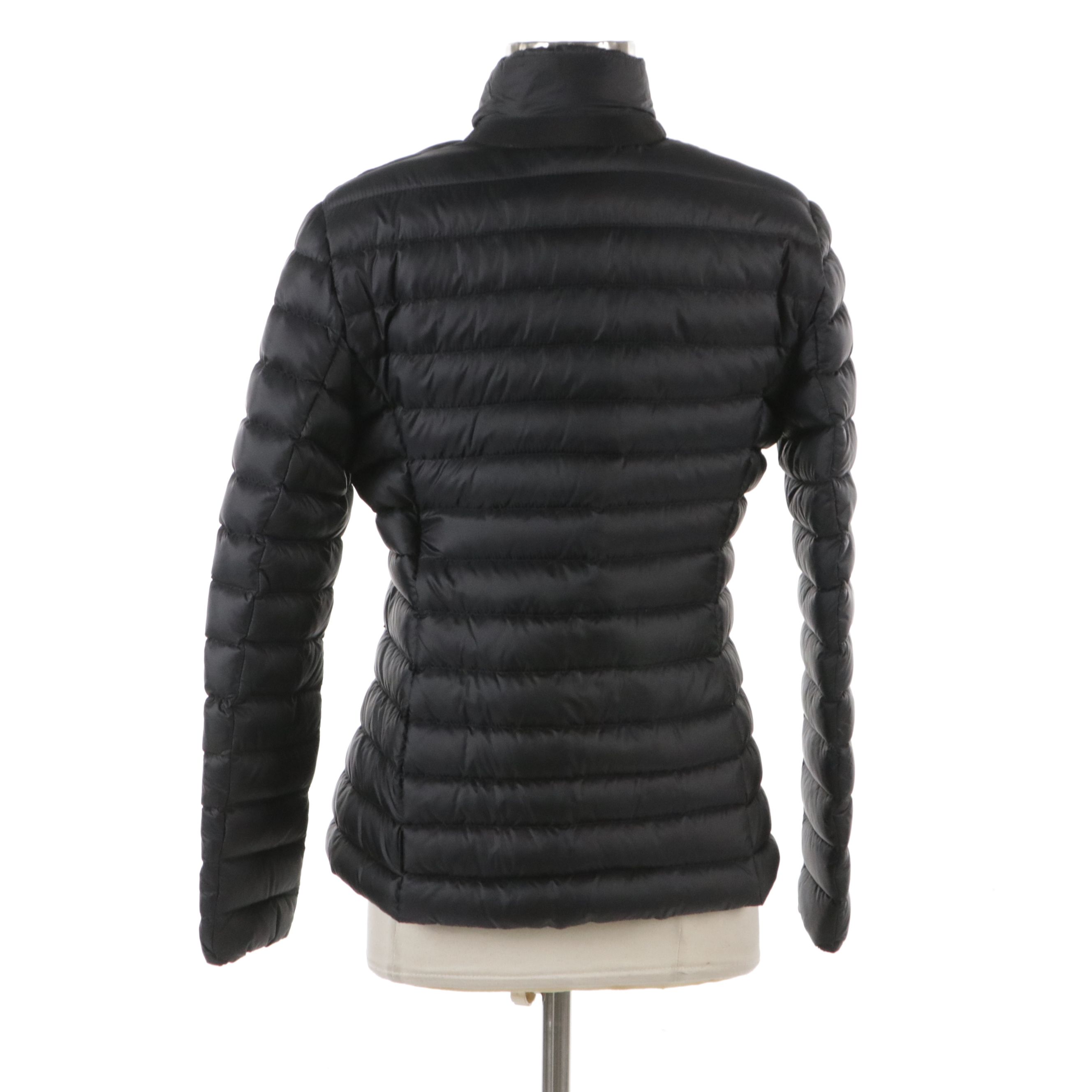 Moncler Longue Saison Collection Opale Fitted Down Jacket in Black