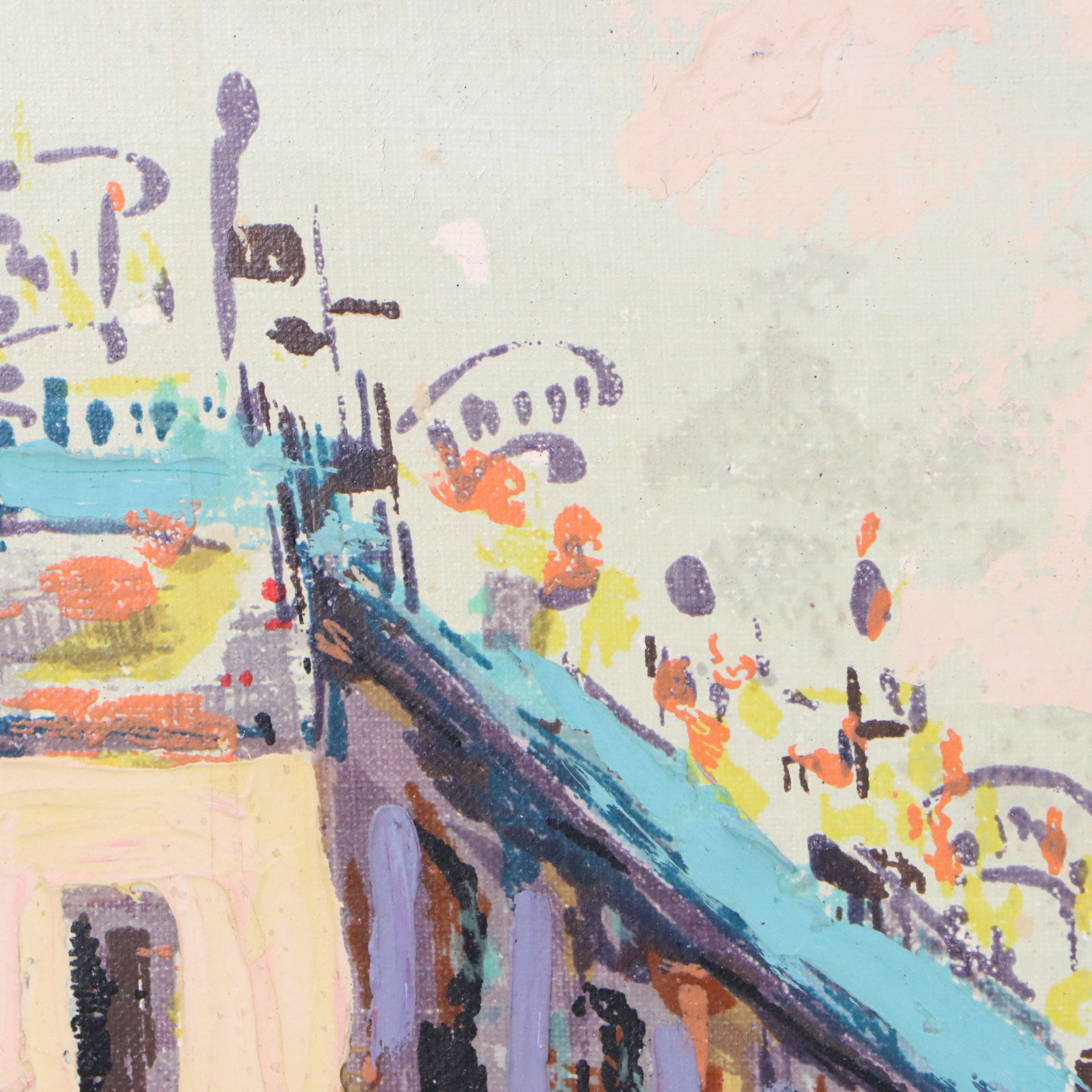 Brassó Oil Painting of Paris Street Scene, Mid-20th Century