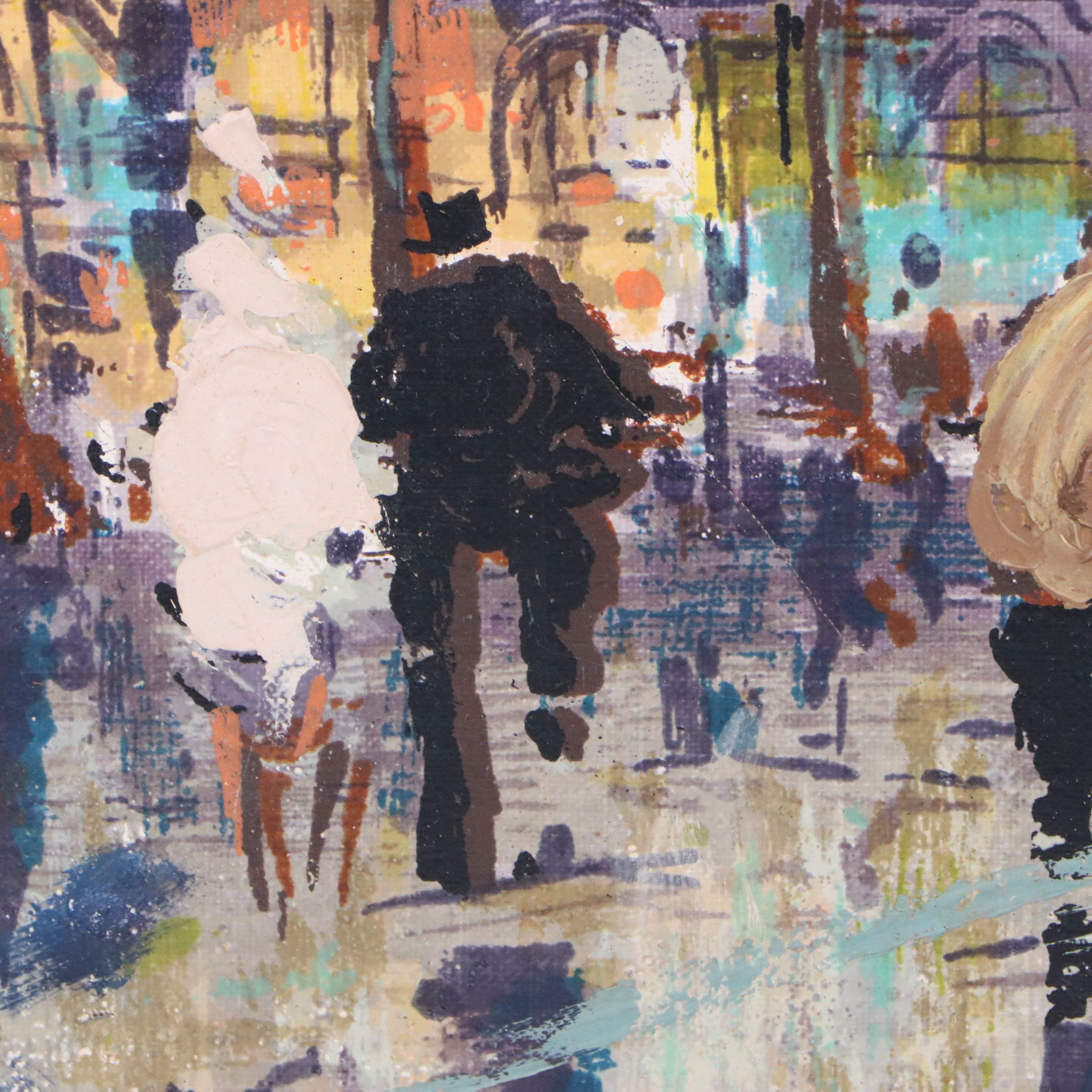 Brassó Oil Painting of Paris Street Scene, Mid-20th Century