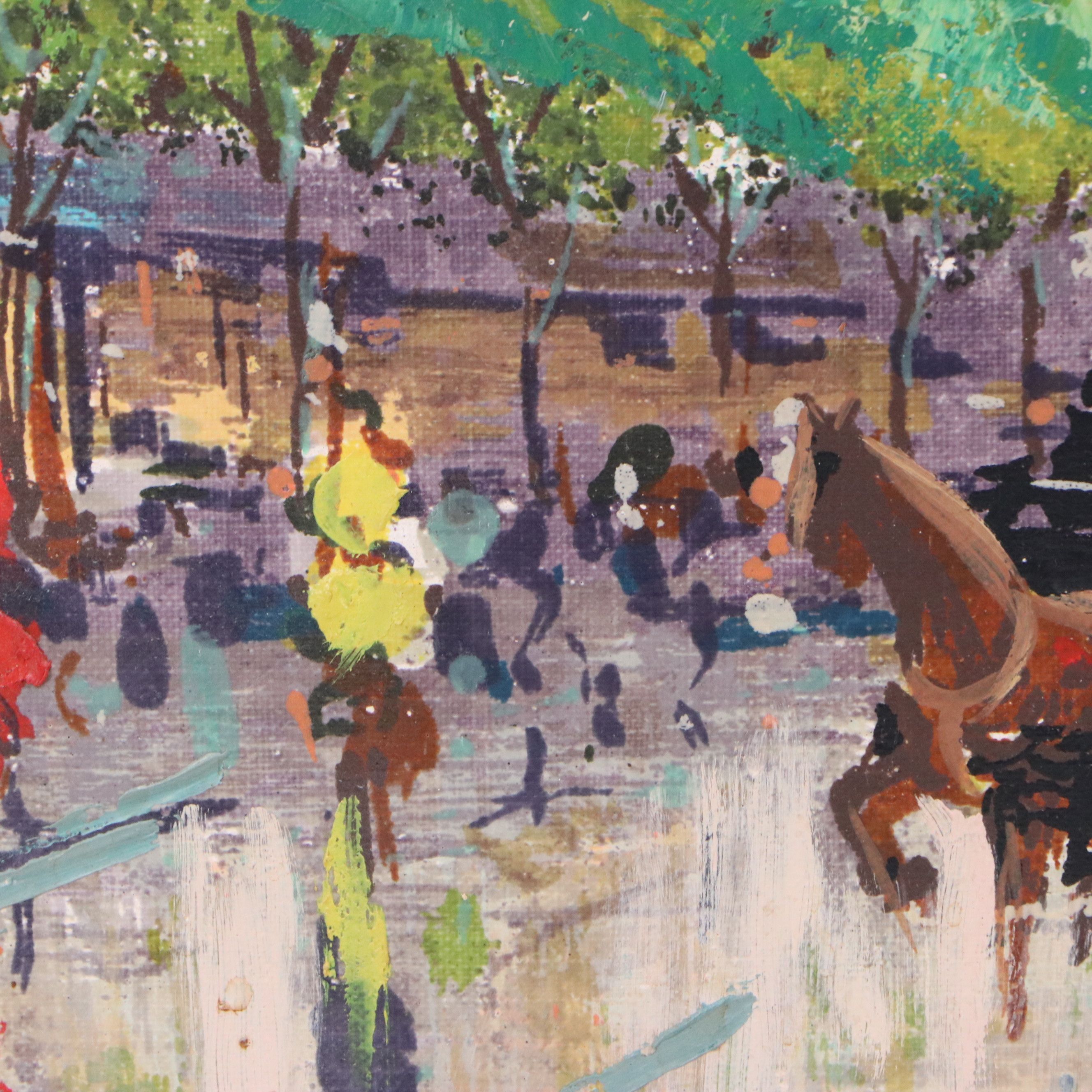 Brassó Oil Painting of Paris Street Scene, Mid-20th Century