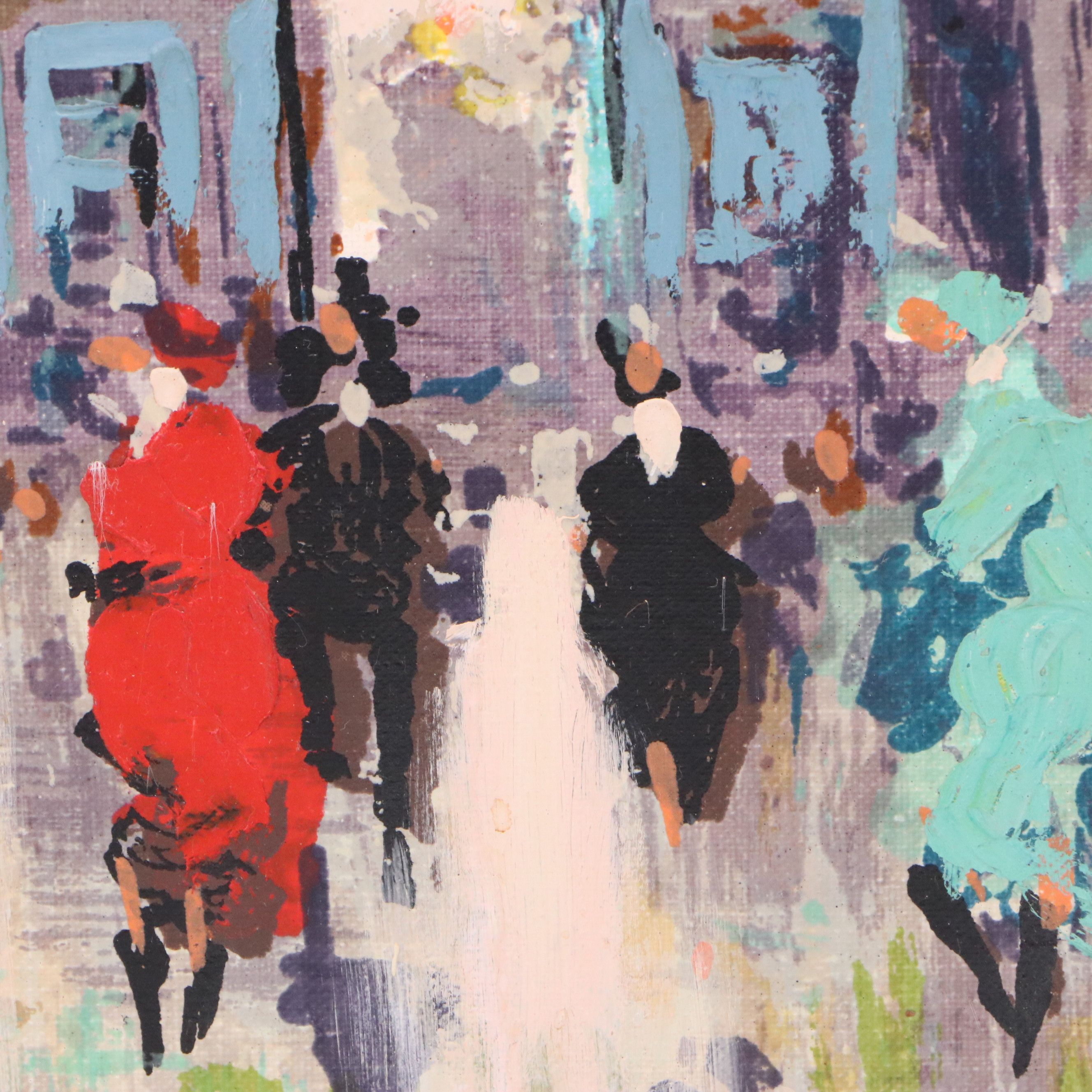 Brassó Oil Painting of Paris Street Scene, Mid-20th Century