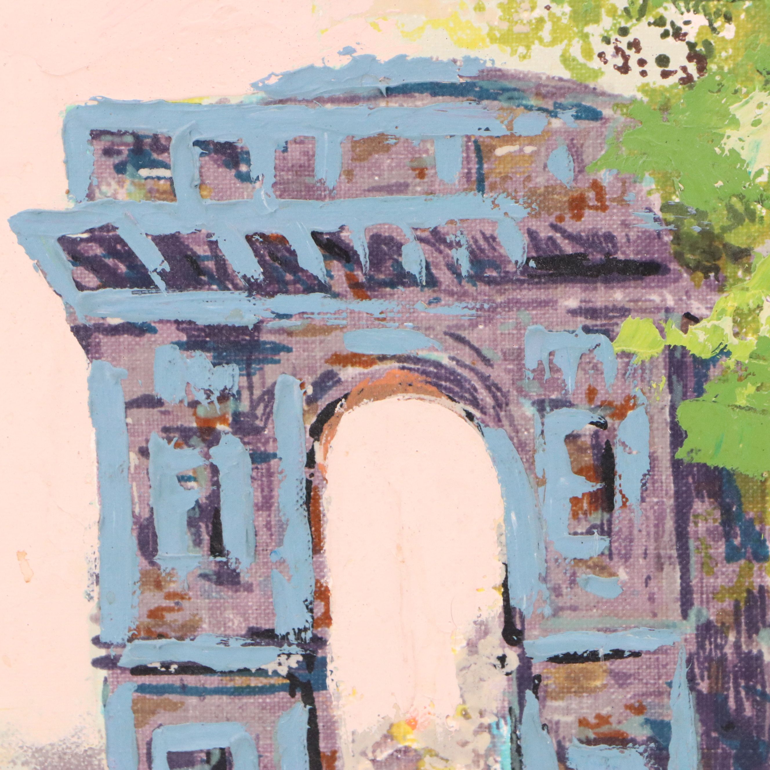 Brassó Oil Painting of Paris Street Scene, Mid-20th Century