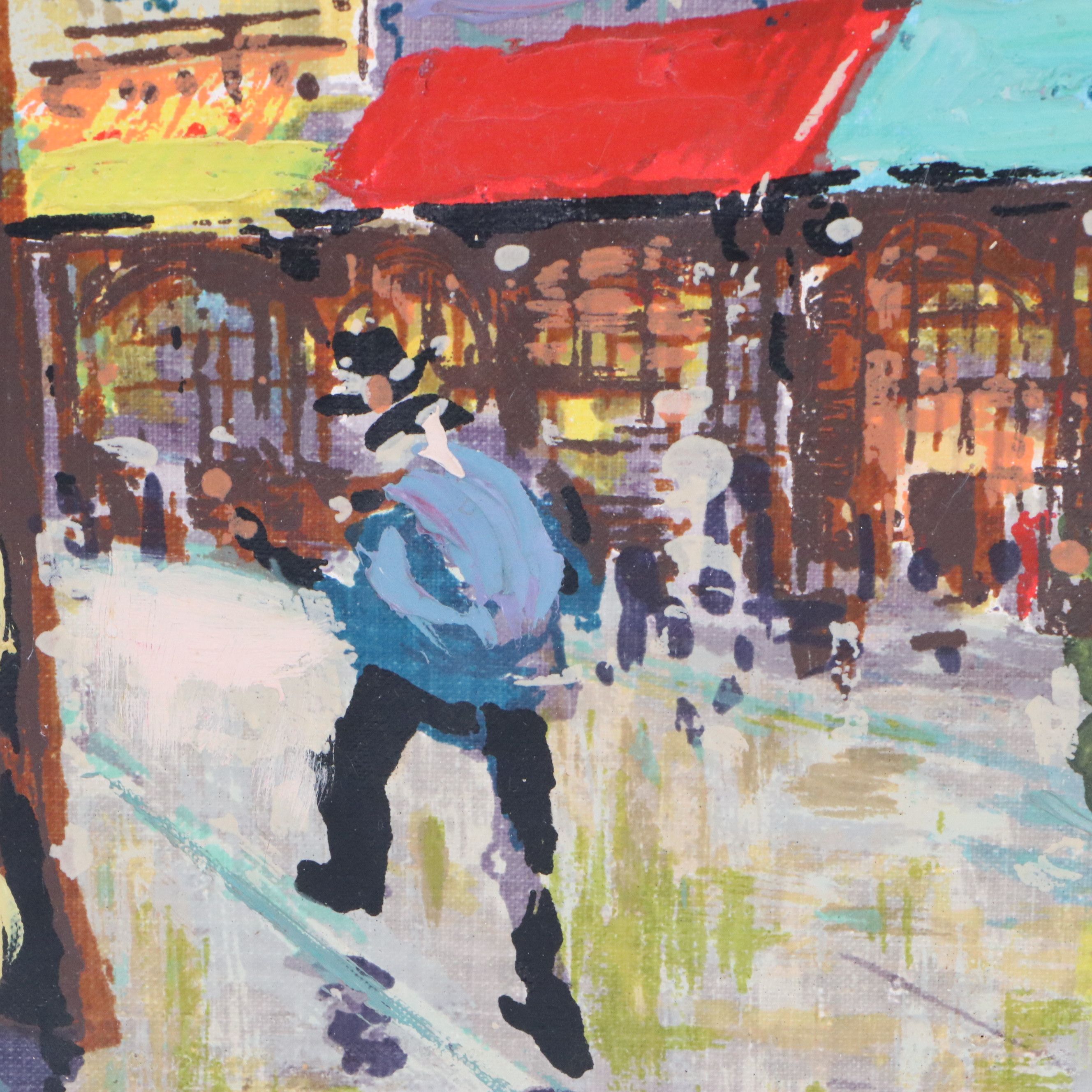 Brassó Oil Painting of Paris Street Scene, Mid-20th Century