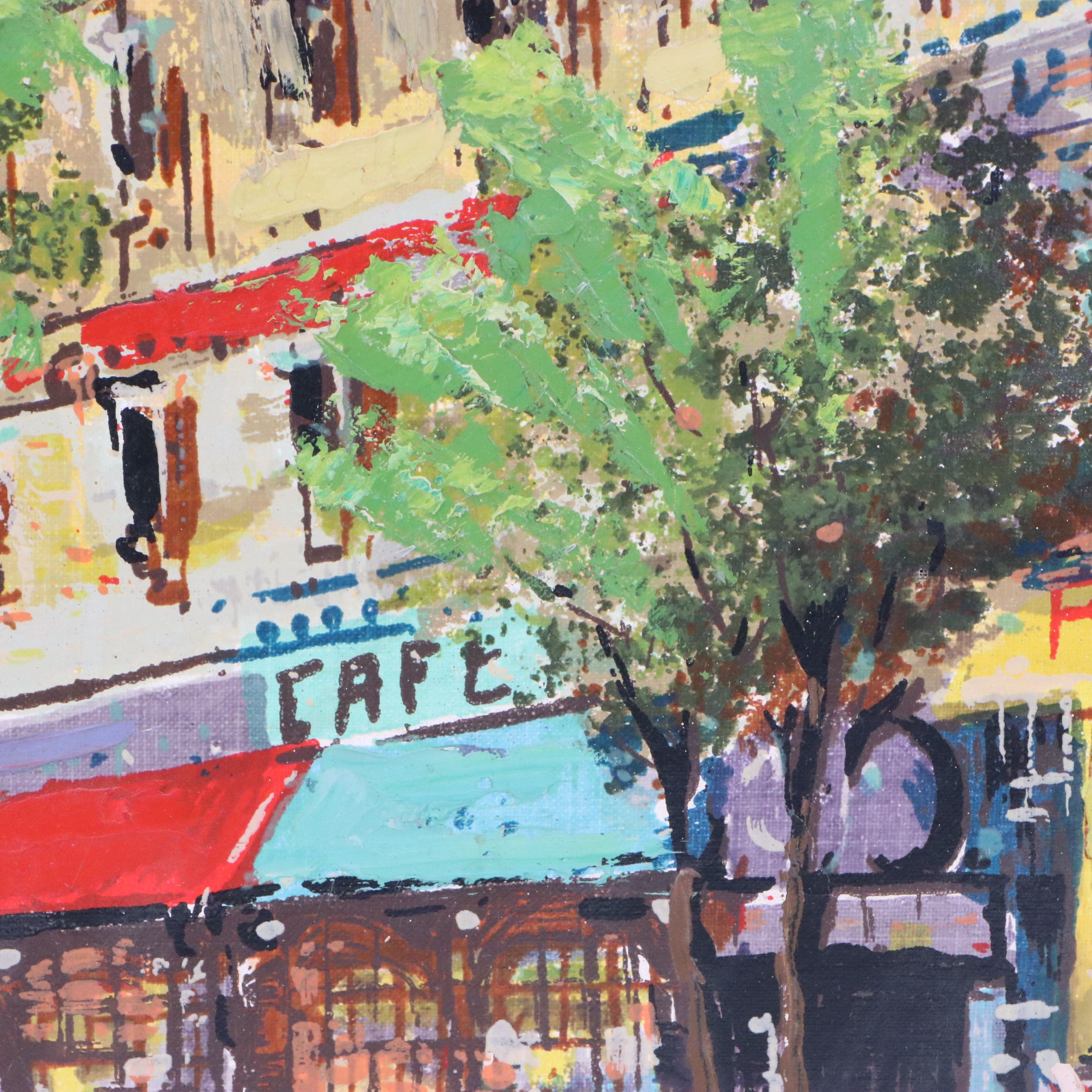 Brassó Oil Painting of Paris Street Scene, Mid-20th Century