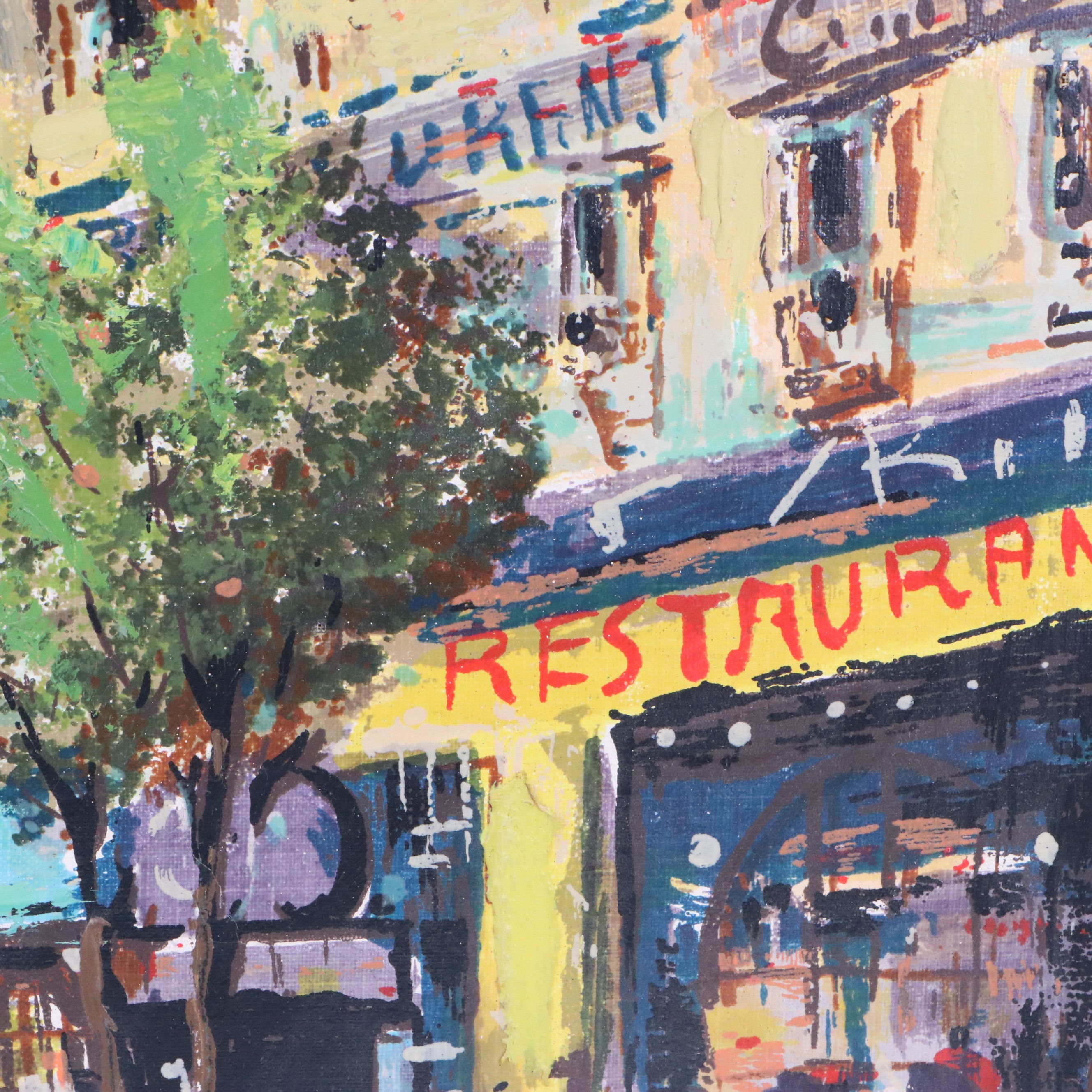 Brassó Oil Painting of Paris Street Scene, Mid-20th Century