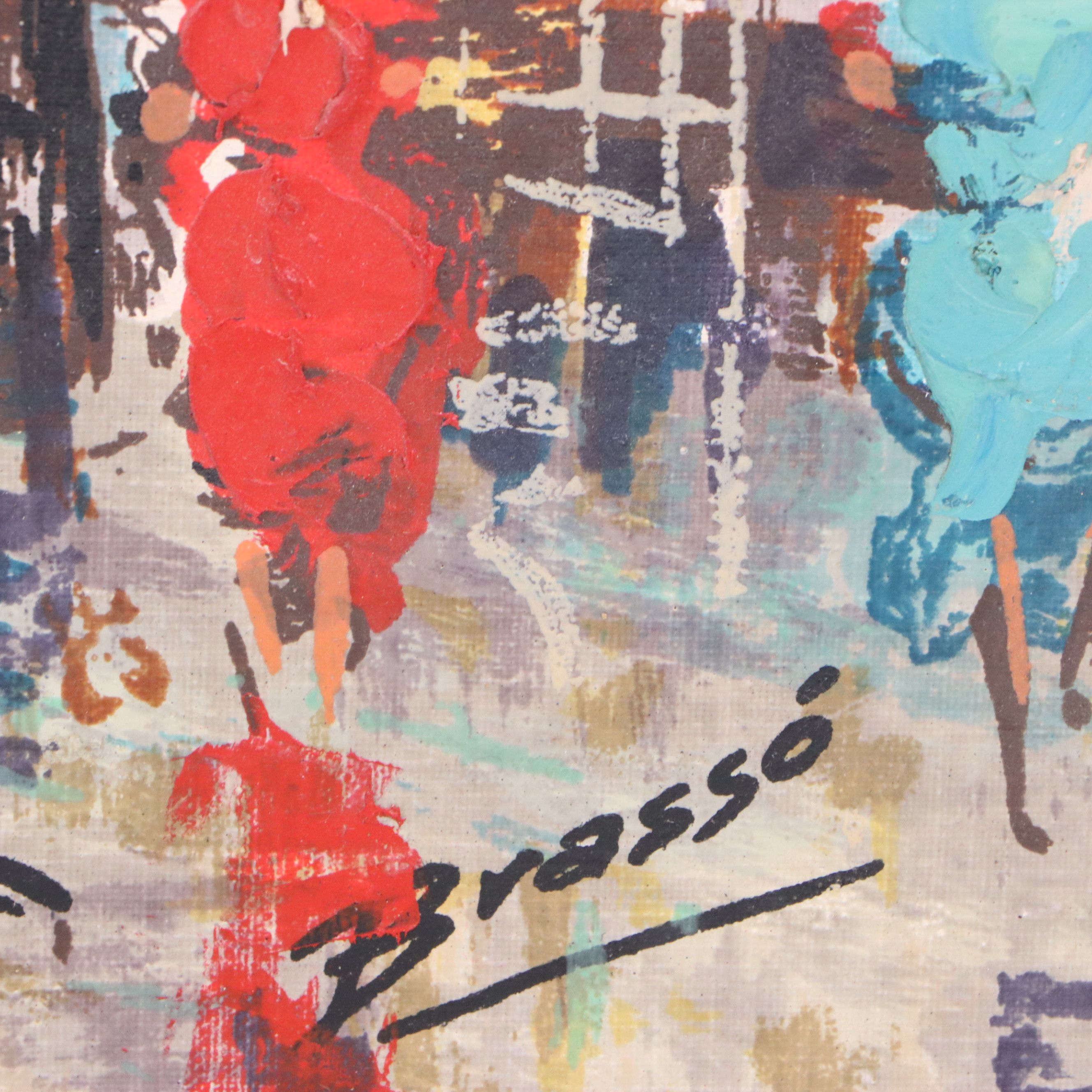 Brassó Oil Painting of Paris Street Scene, Mid-20th Century