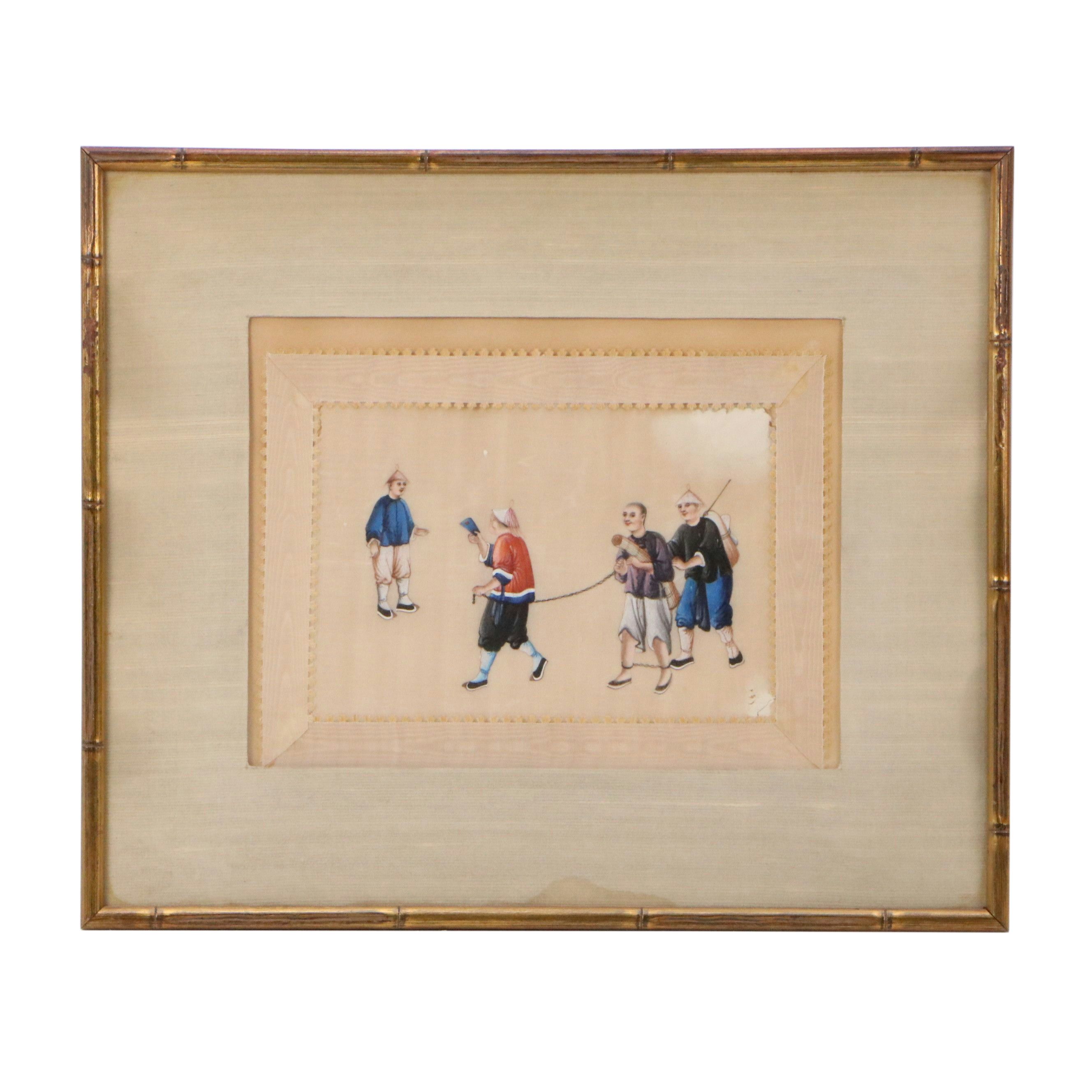 Late Qing Dynasty Watercolor and Gouache Paintings of Scenes of Daily Life