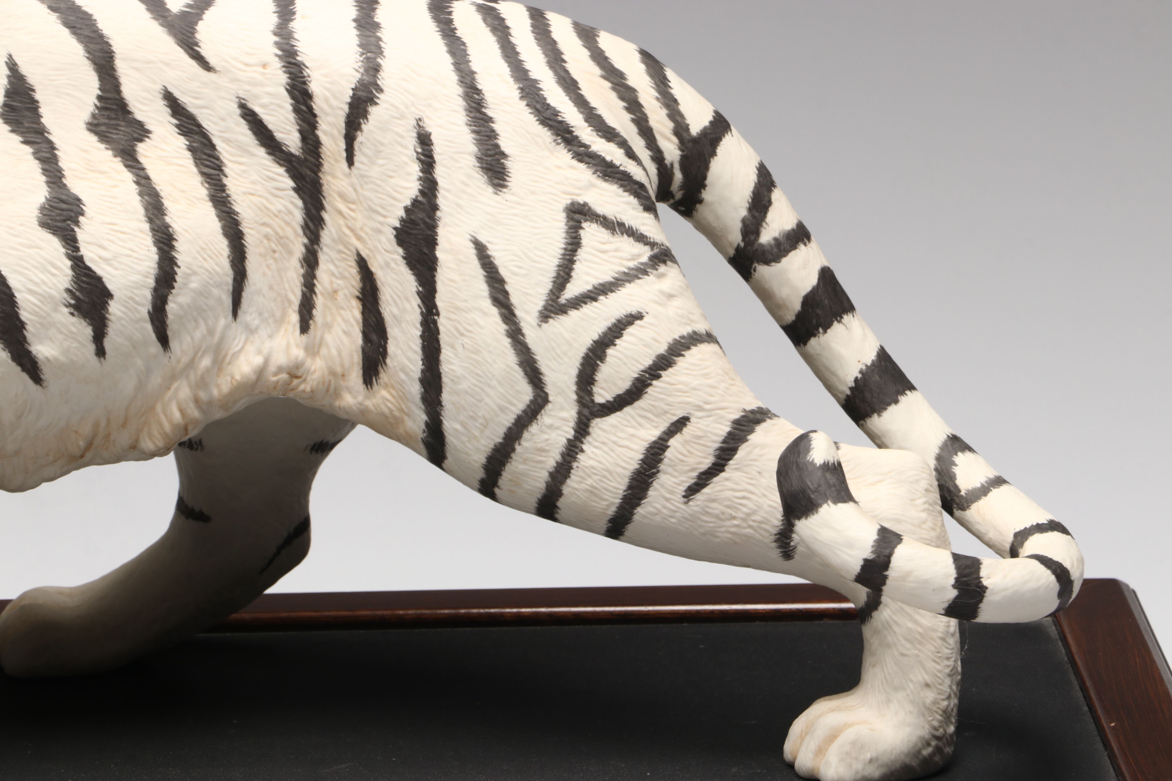 Franklin Mint "White Majesty" Porcelain Tiger on Wood Plinth