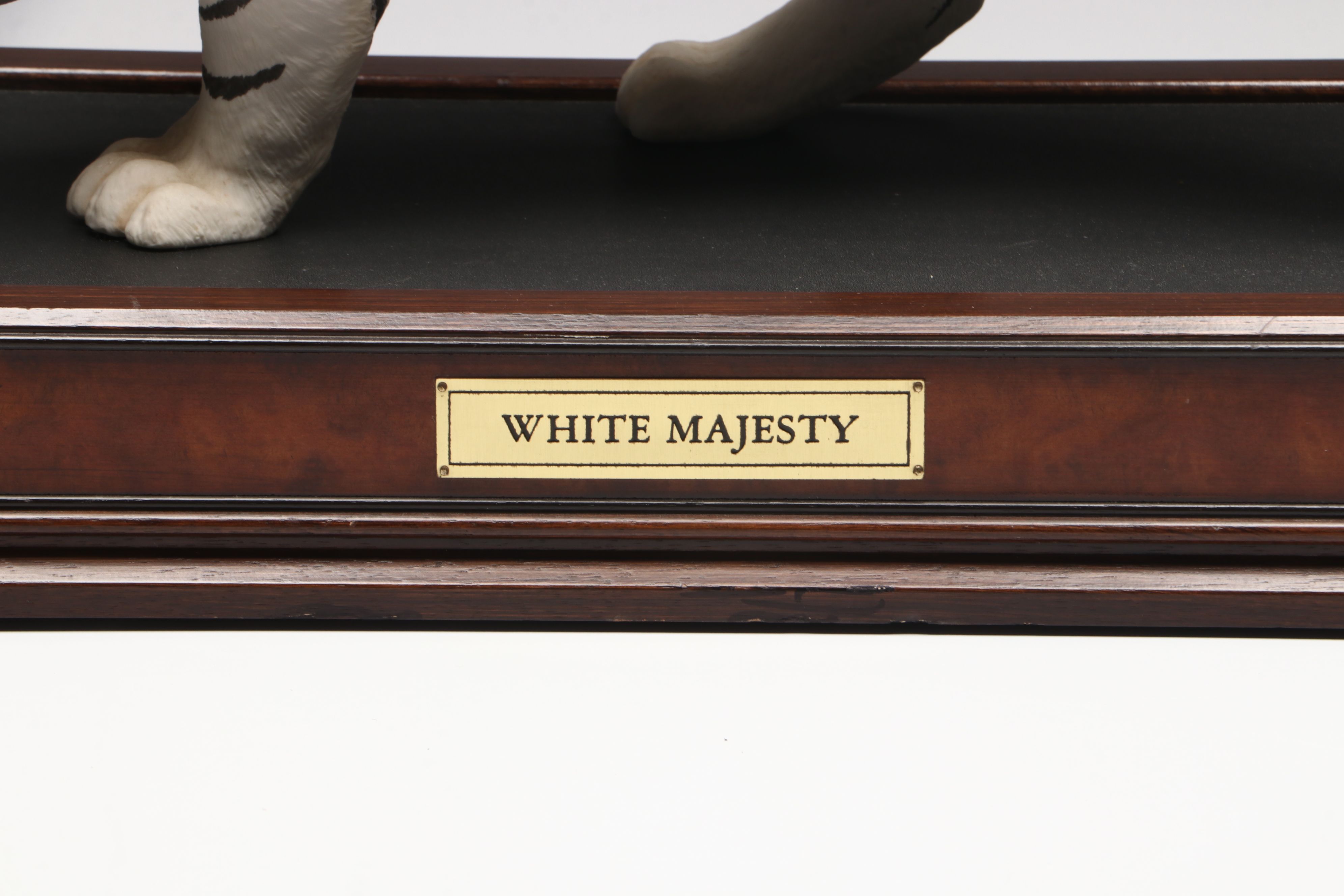 Franklin Mint "White Majesty" Porcelain Tiger on Wood Plinth
