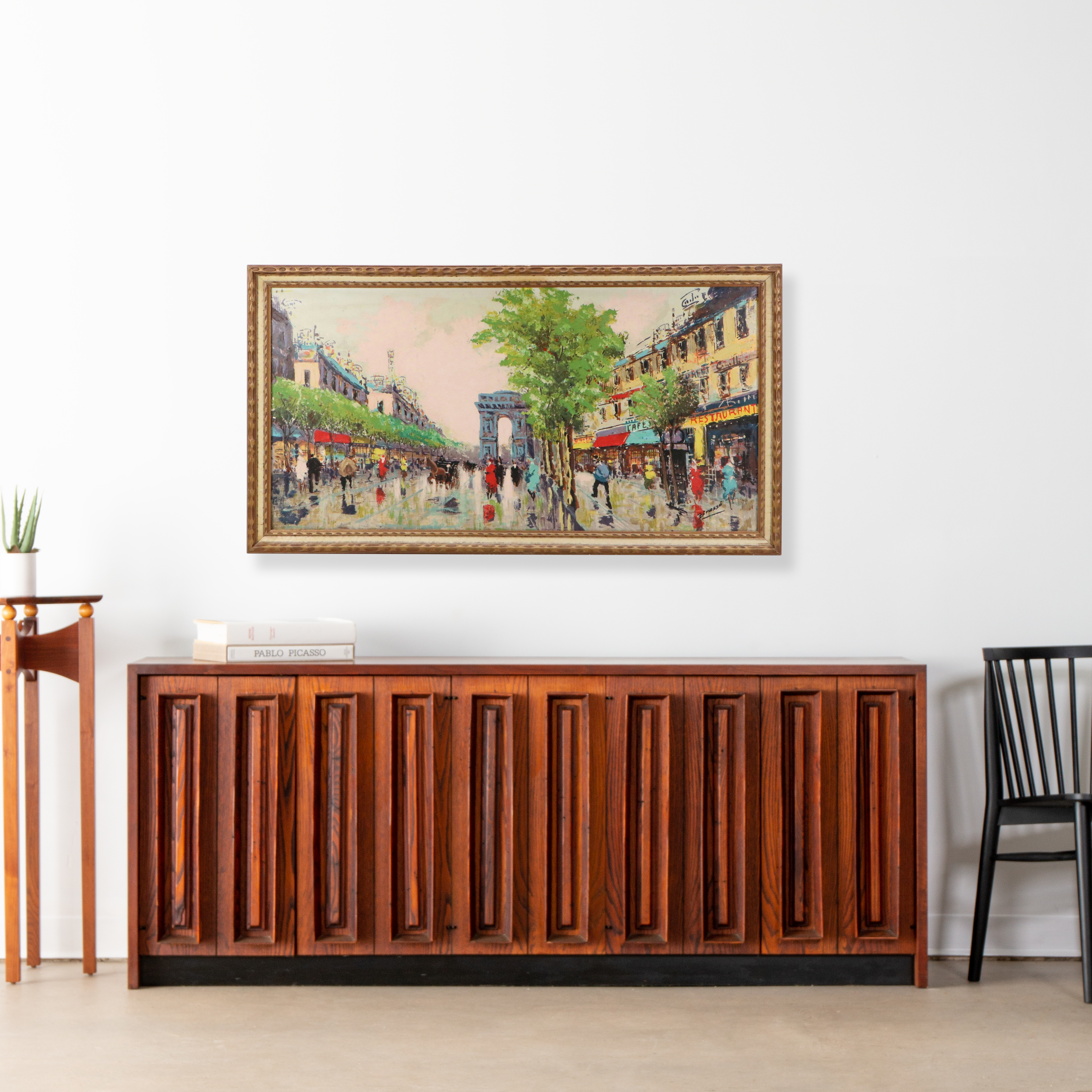 Brassó Oil Painting of Paris Street Scene, Mid-20th Century