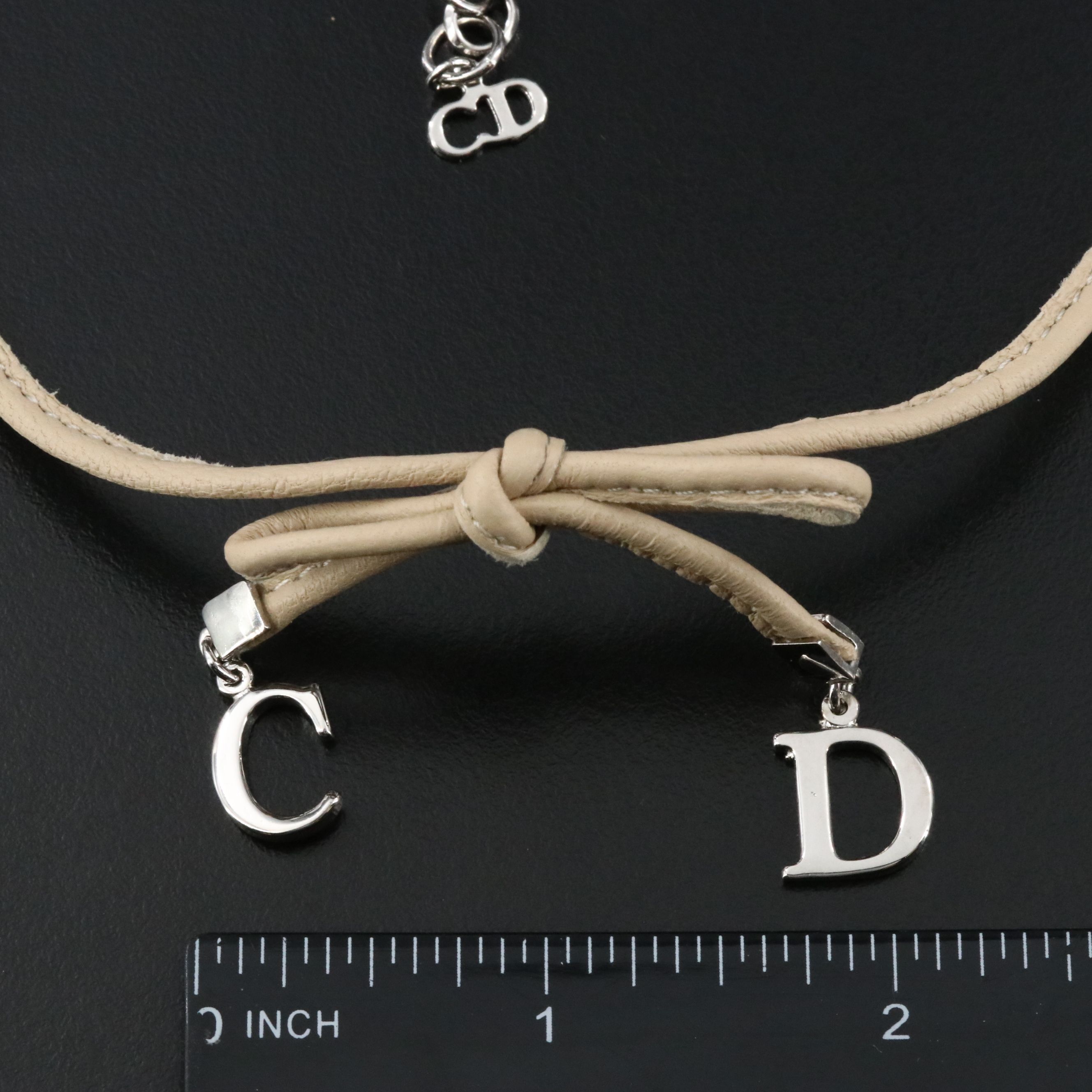 Christian Dior CD Leather Bow Choker Necklace