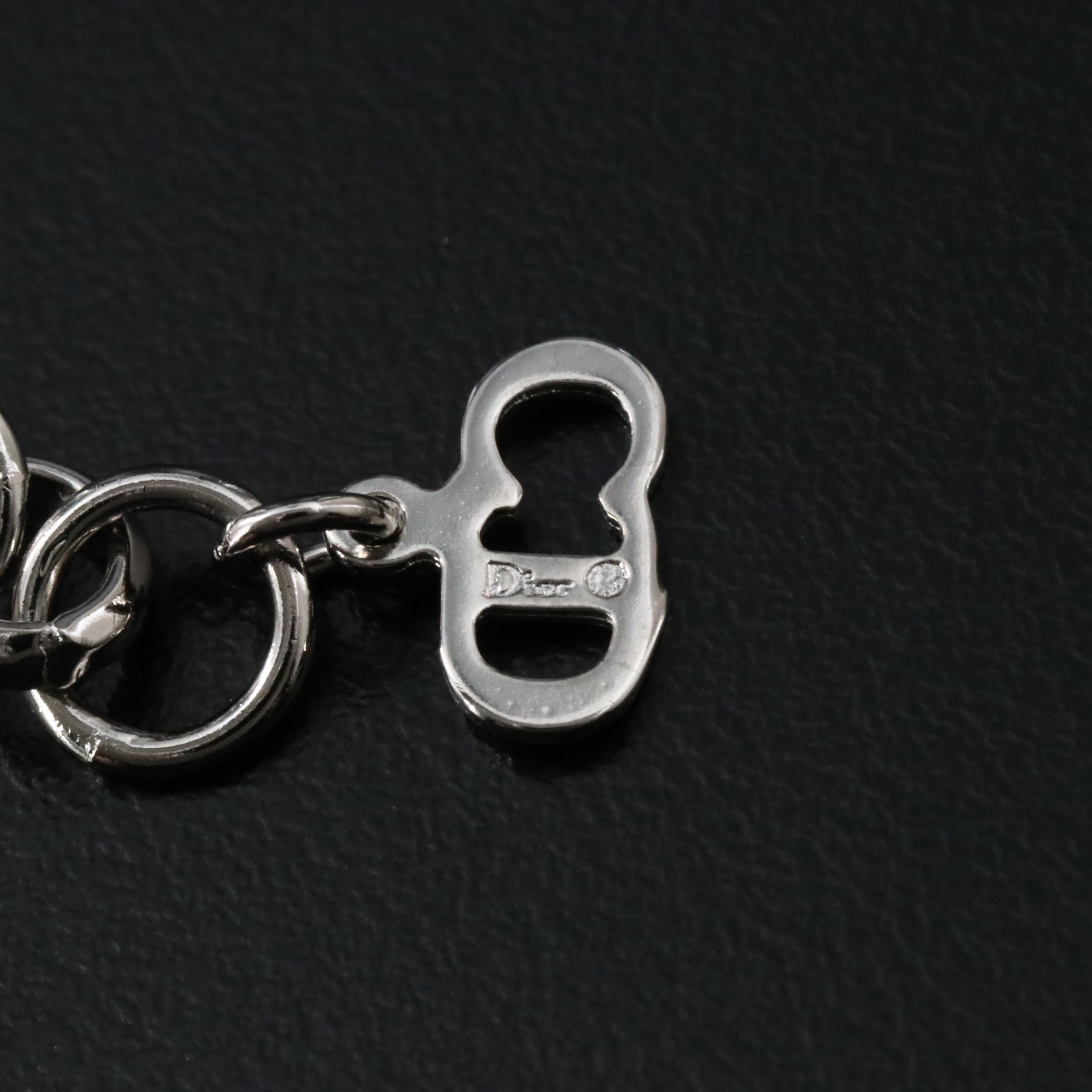 Christian Dior CD Leather Bow Choker Necklace