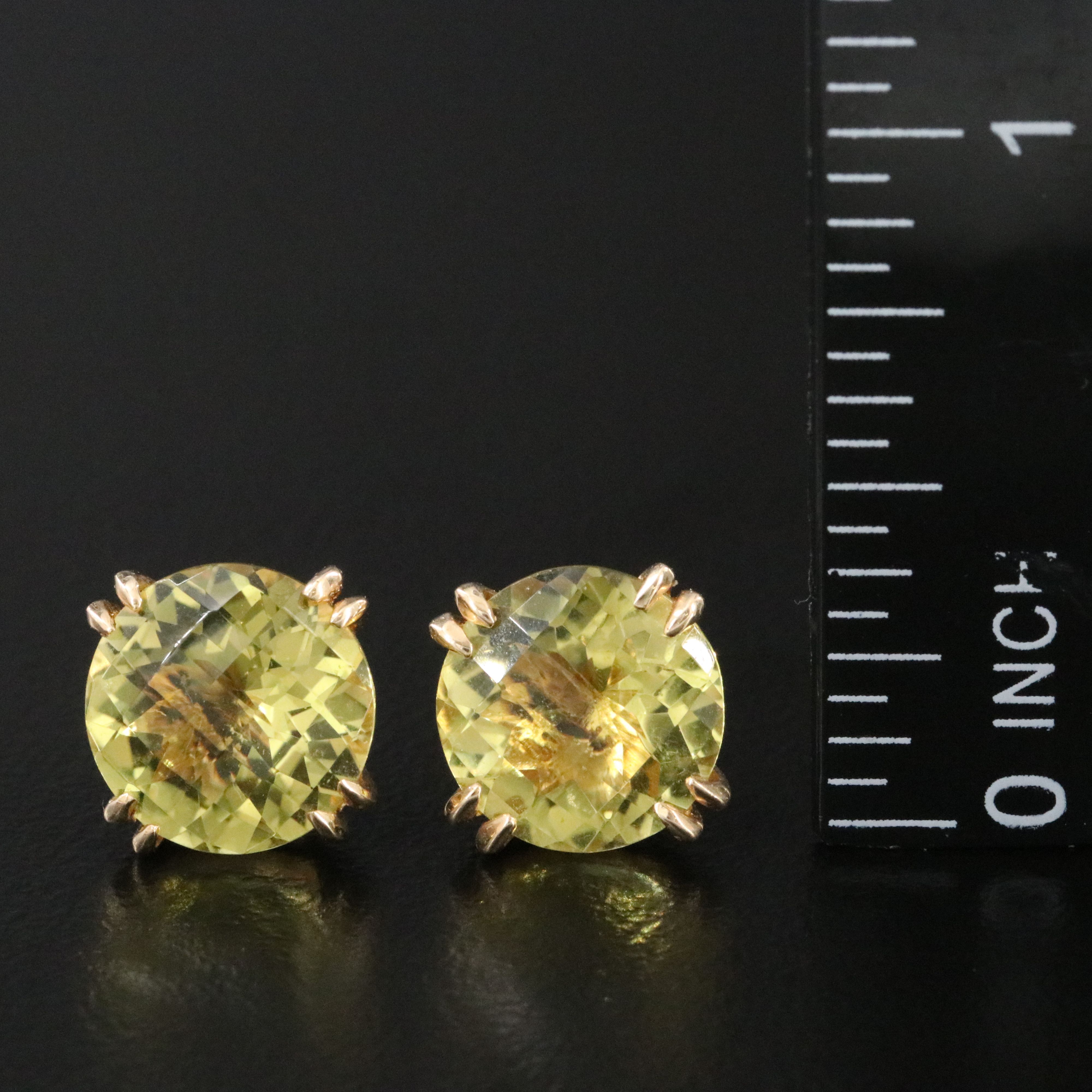 14K Prasiolite Stud Earrings
