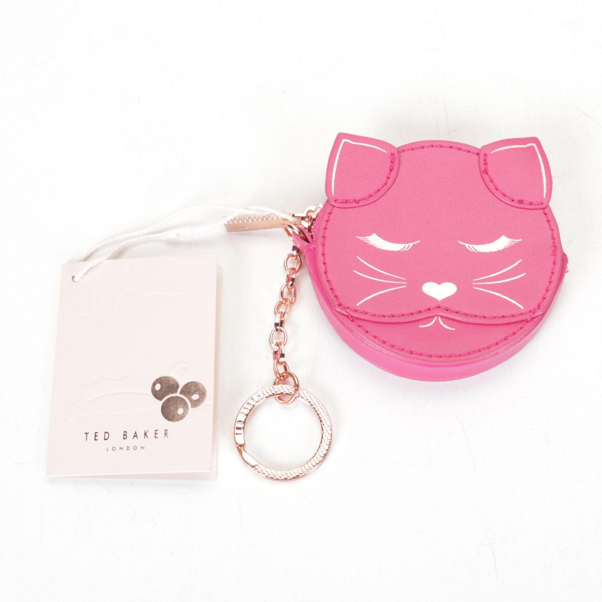 Ted Baker London Charcoal Wool Scarf and "TABBIEE" Fuchsia Cat Coin Purse