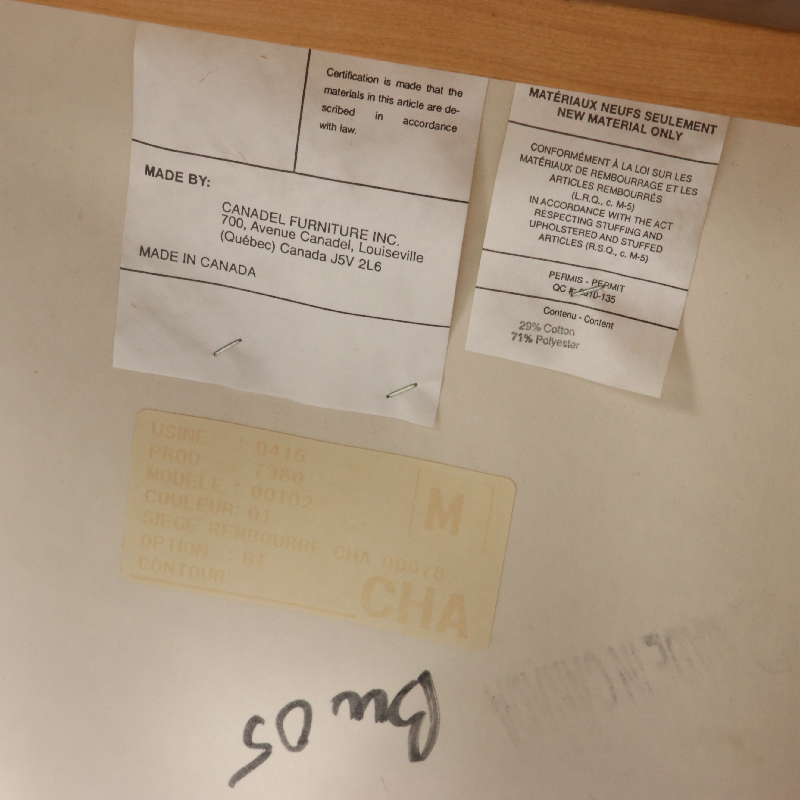 Five-Piece Canadel Birch Dining Set with Granite-Top Pedestal Table