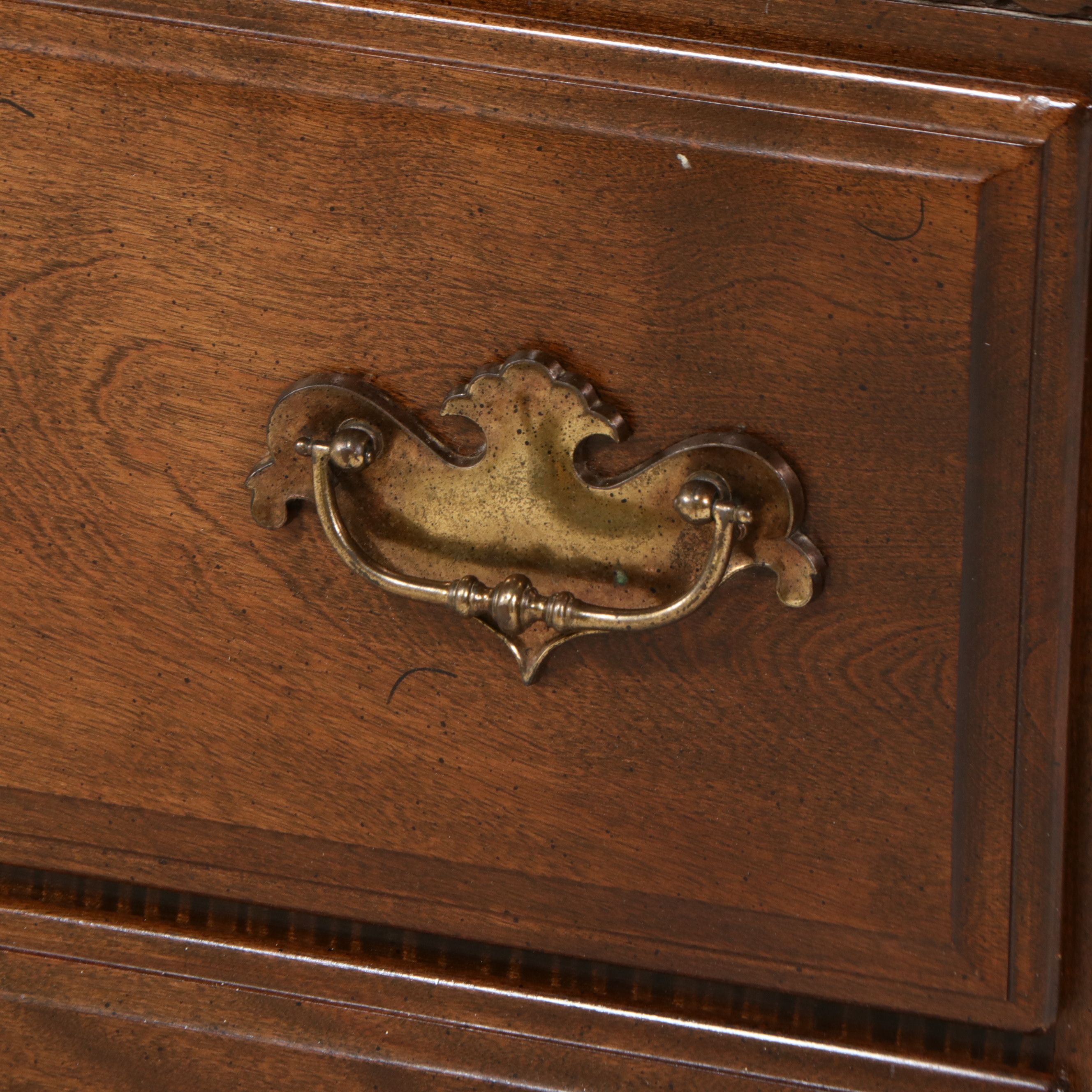 Ethan Allen Colonial Revival Cherry Double Dresser and Mirror, Late 20th Century