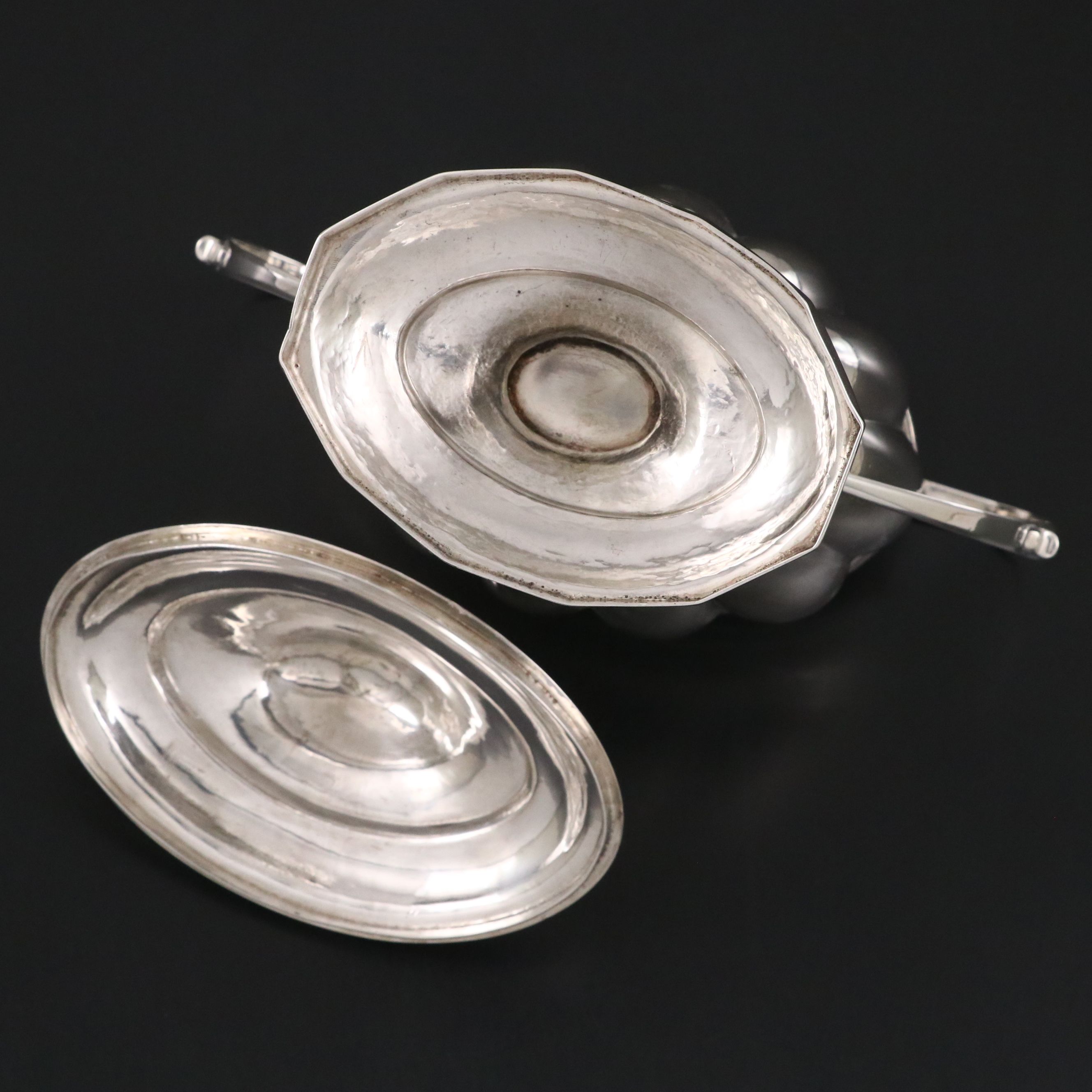 John Owen Jr. Monogrammed Sterling Silver Lidded Sugar, Early 19th Century