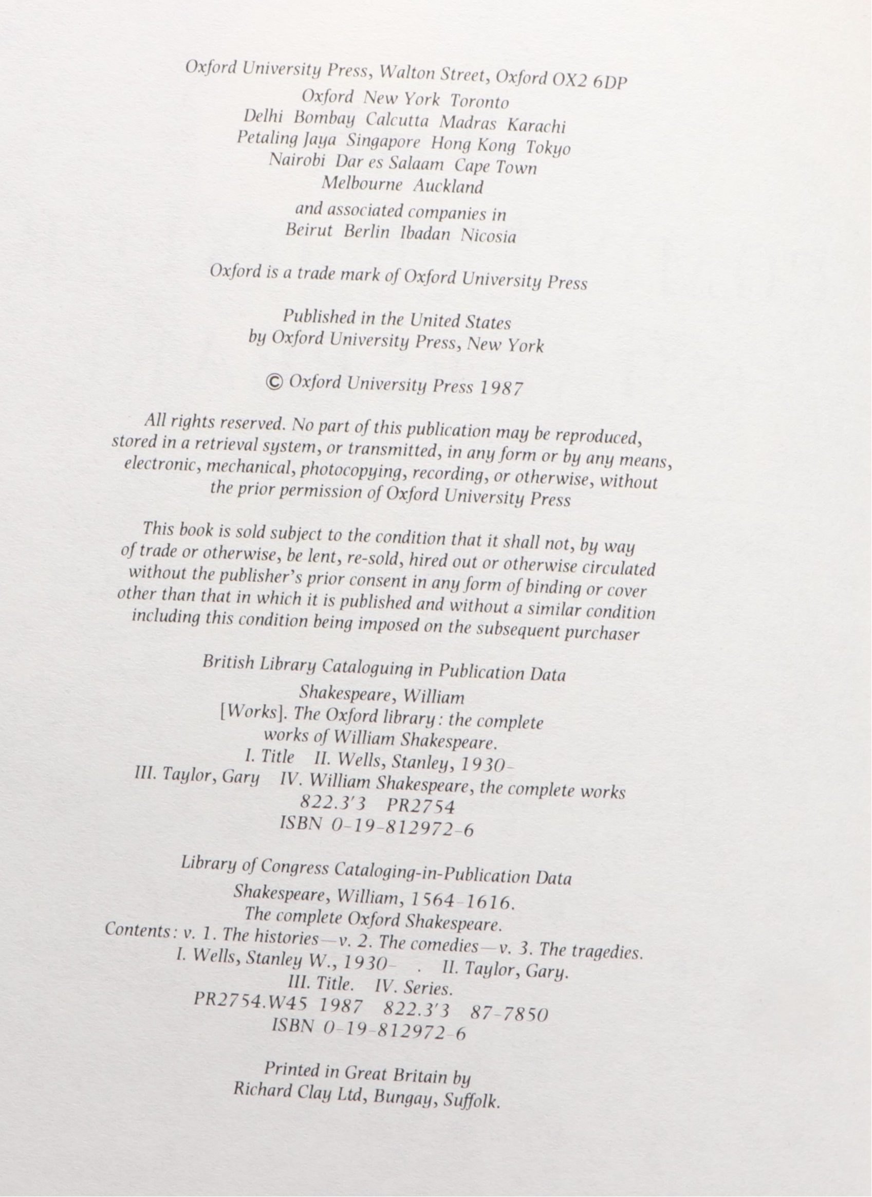 "The Complete Oxford Shakespeare" Set with Other Special Edition Books, 1980s