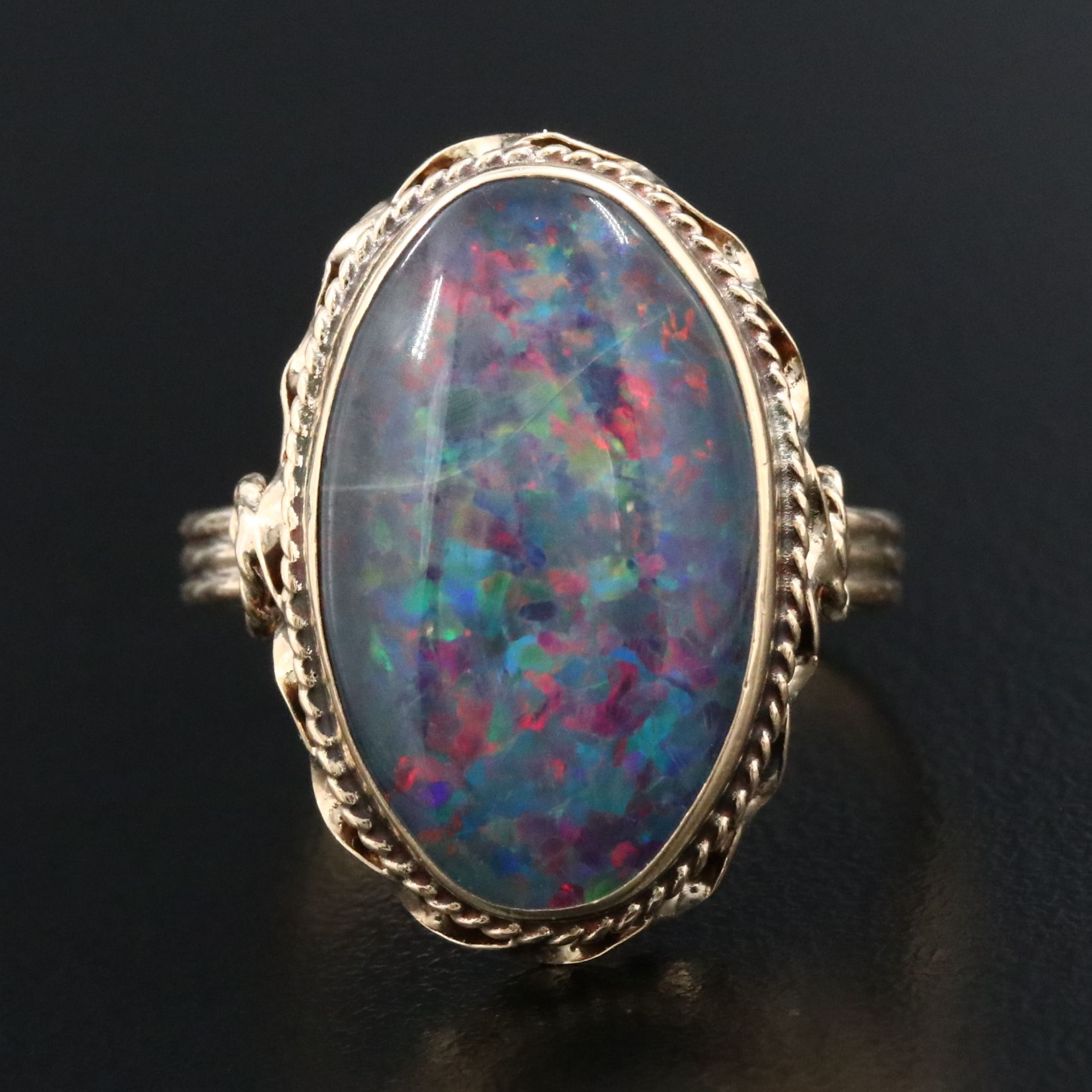 10K Opal Triplet Ring