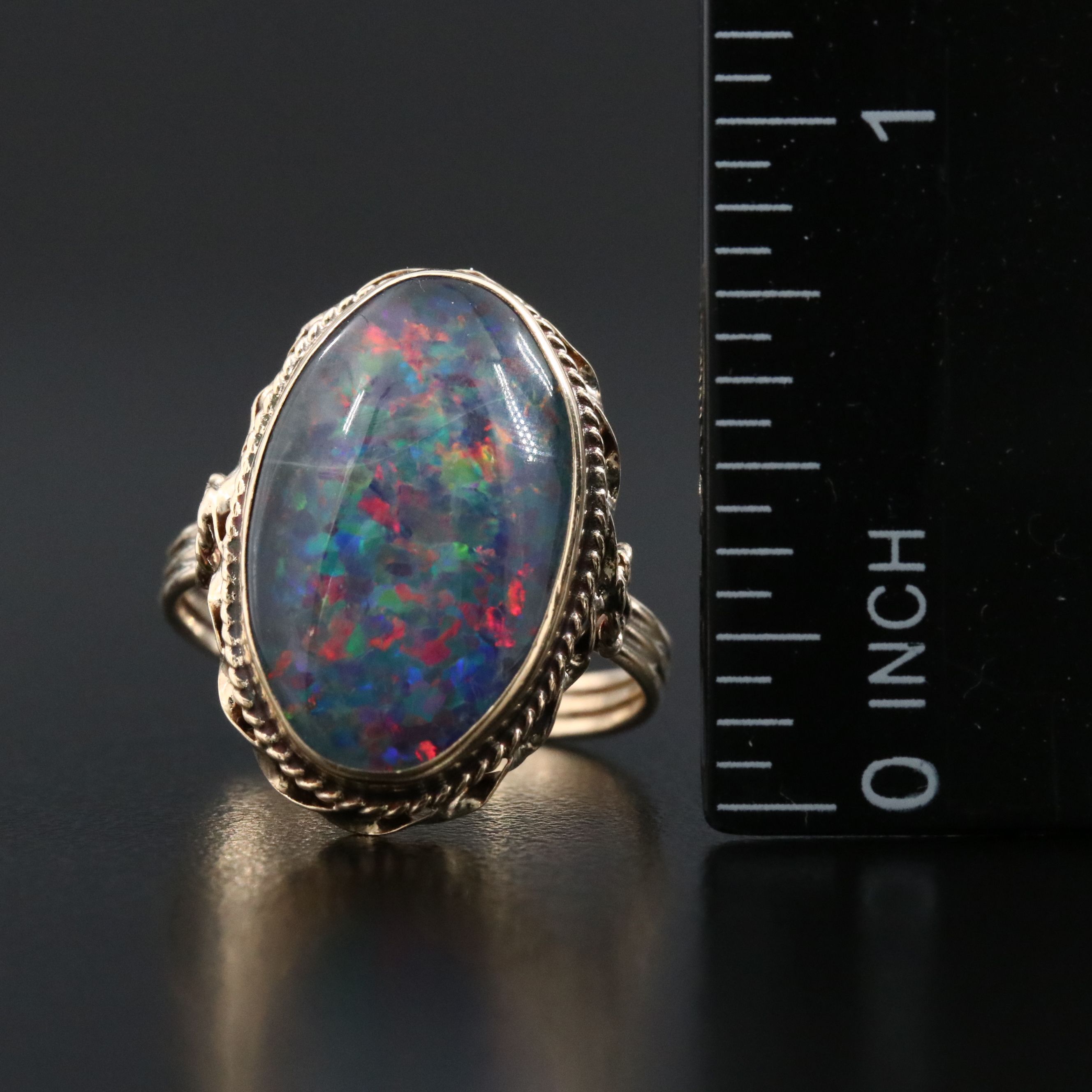 10K Opal Triplet Ring