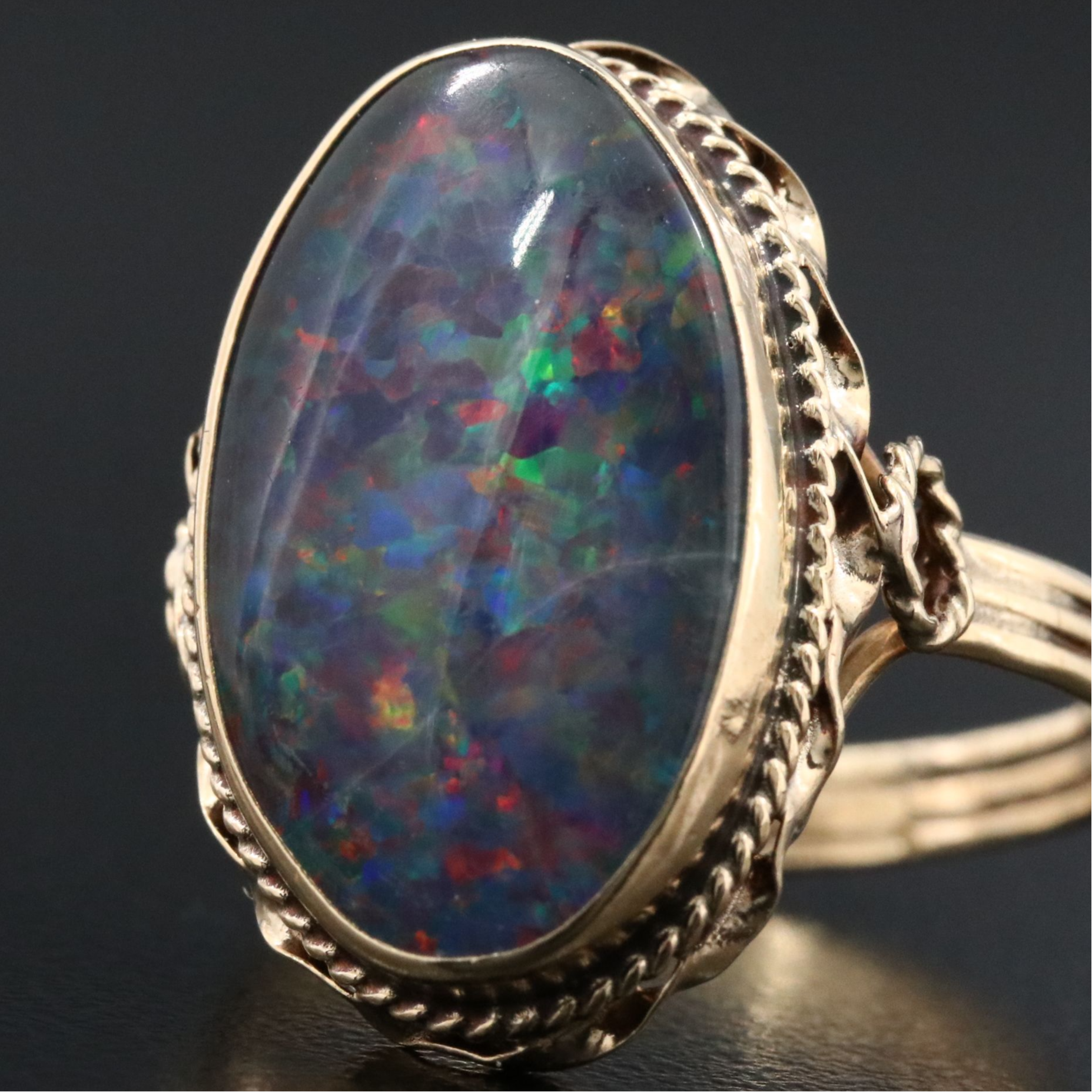 10K Opal Triplet Ring