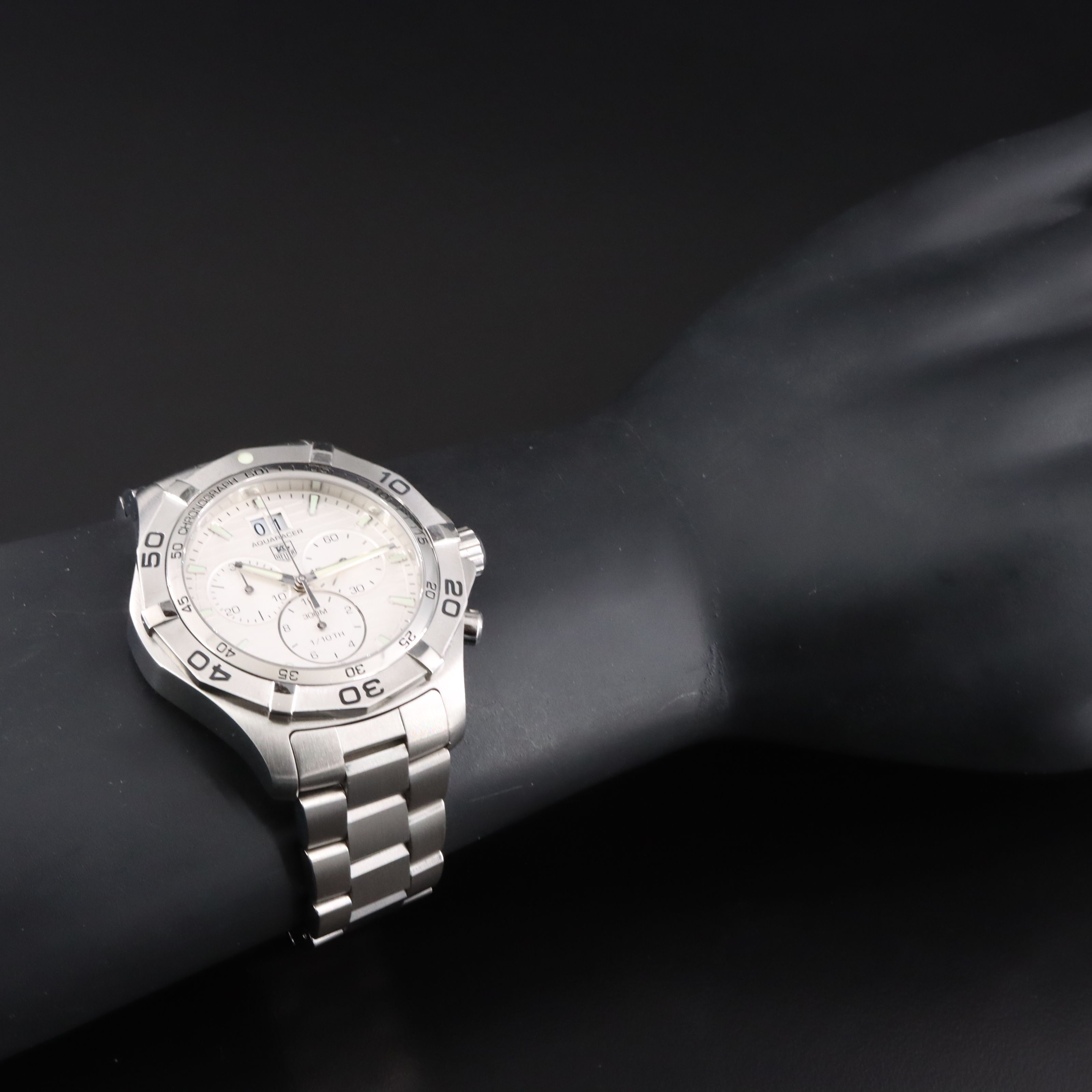 Tag Heuer Aquaracer Date 1/10th Chronograph Steel Quartz Watch # CAF101F