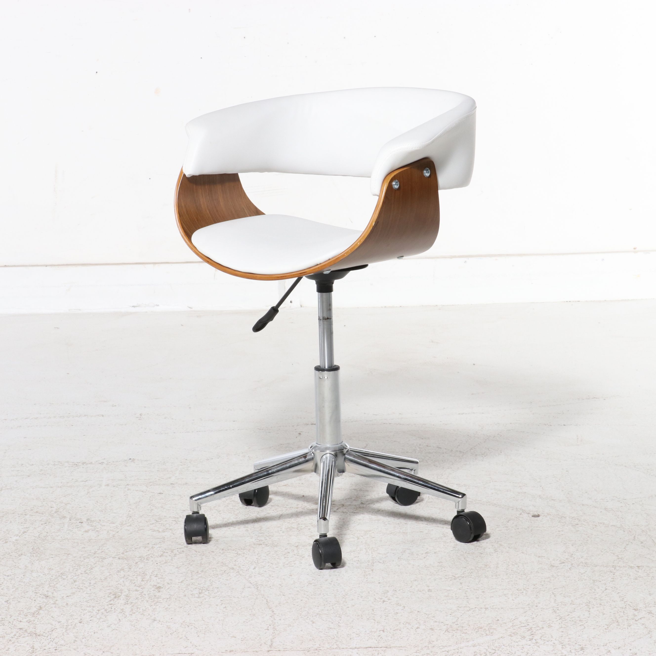 Mid Century Modern Style Bentwood and Faux Leather Office Chair