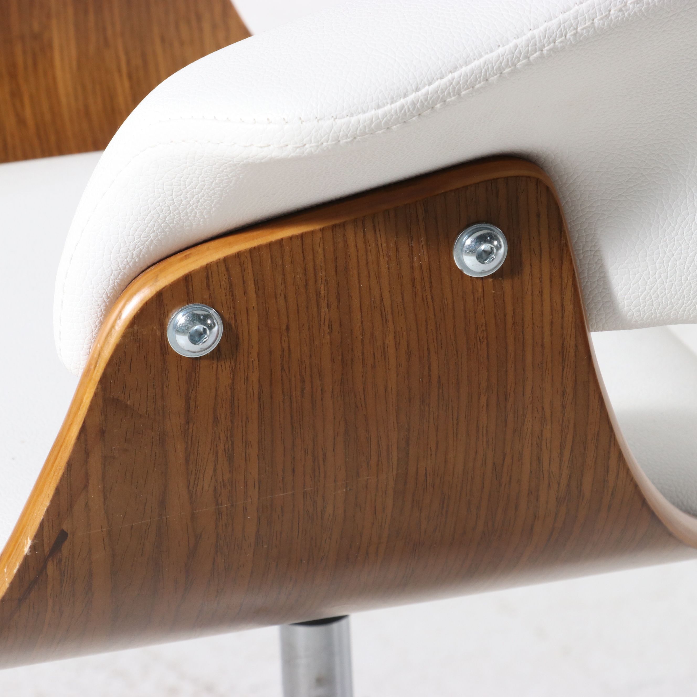 Mid Century Modern Style Bentwood and Faux Leather Office Chair