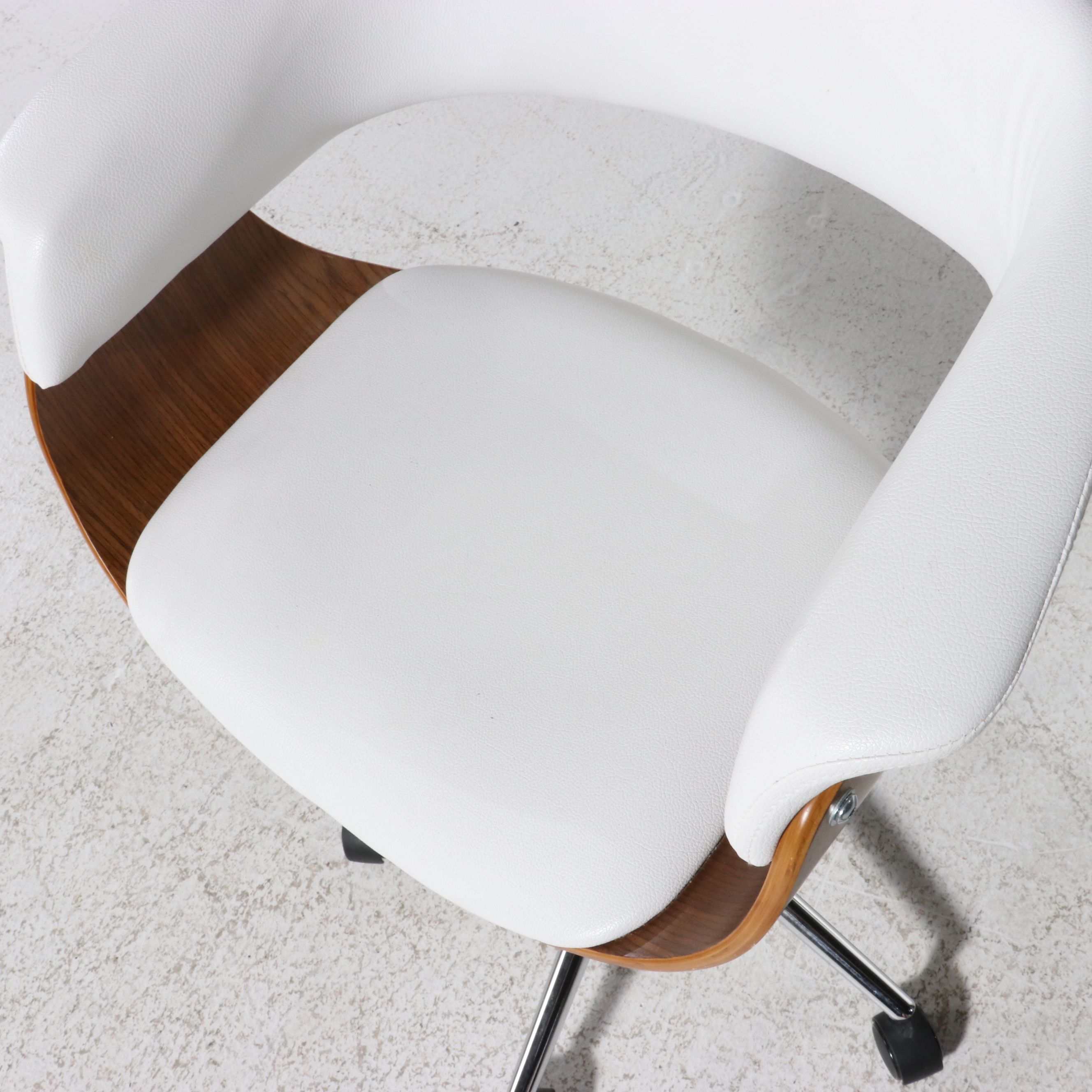 Mid Century Modern Style Bentwood and Faux Leather Office Chair