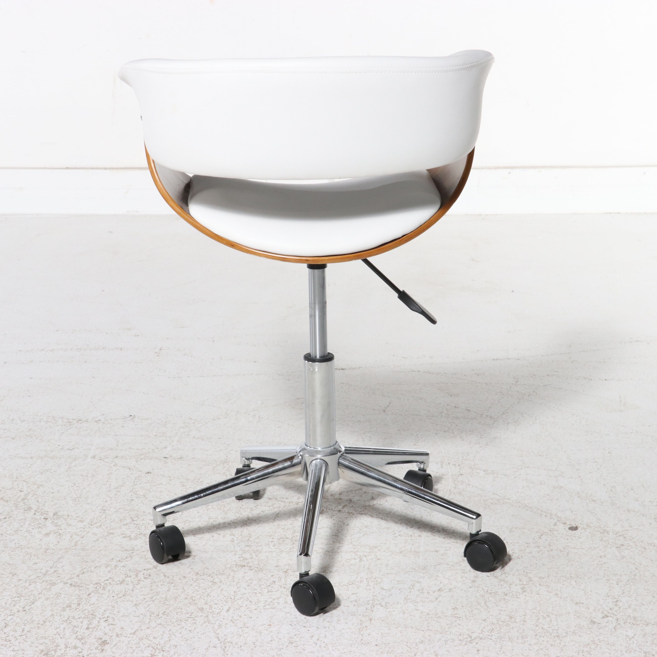 Mid Century Modern Style Bentwood and Faux Leather Office Chair