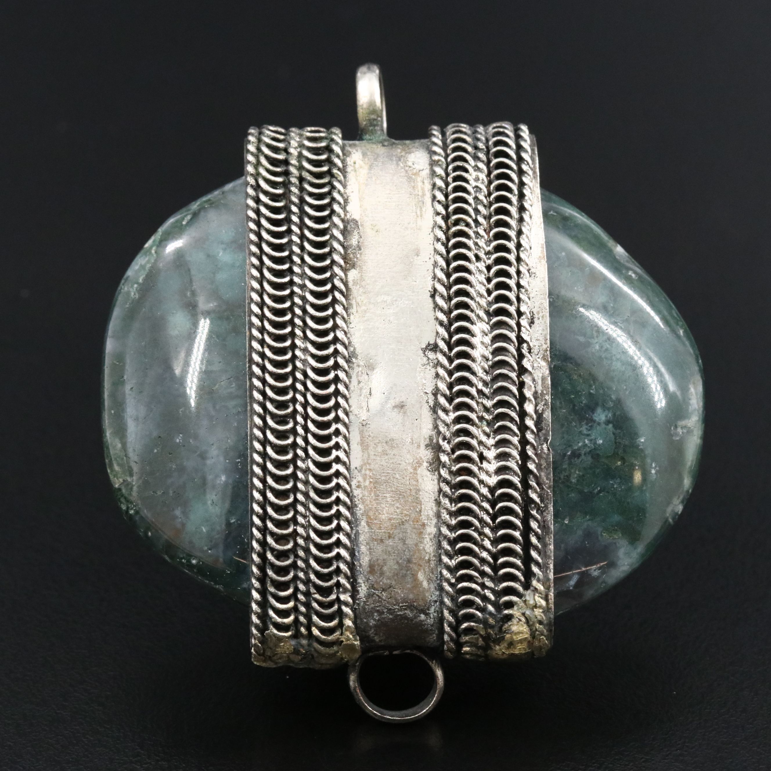 Moss Agate and Rose Quartz Pendant