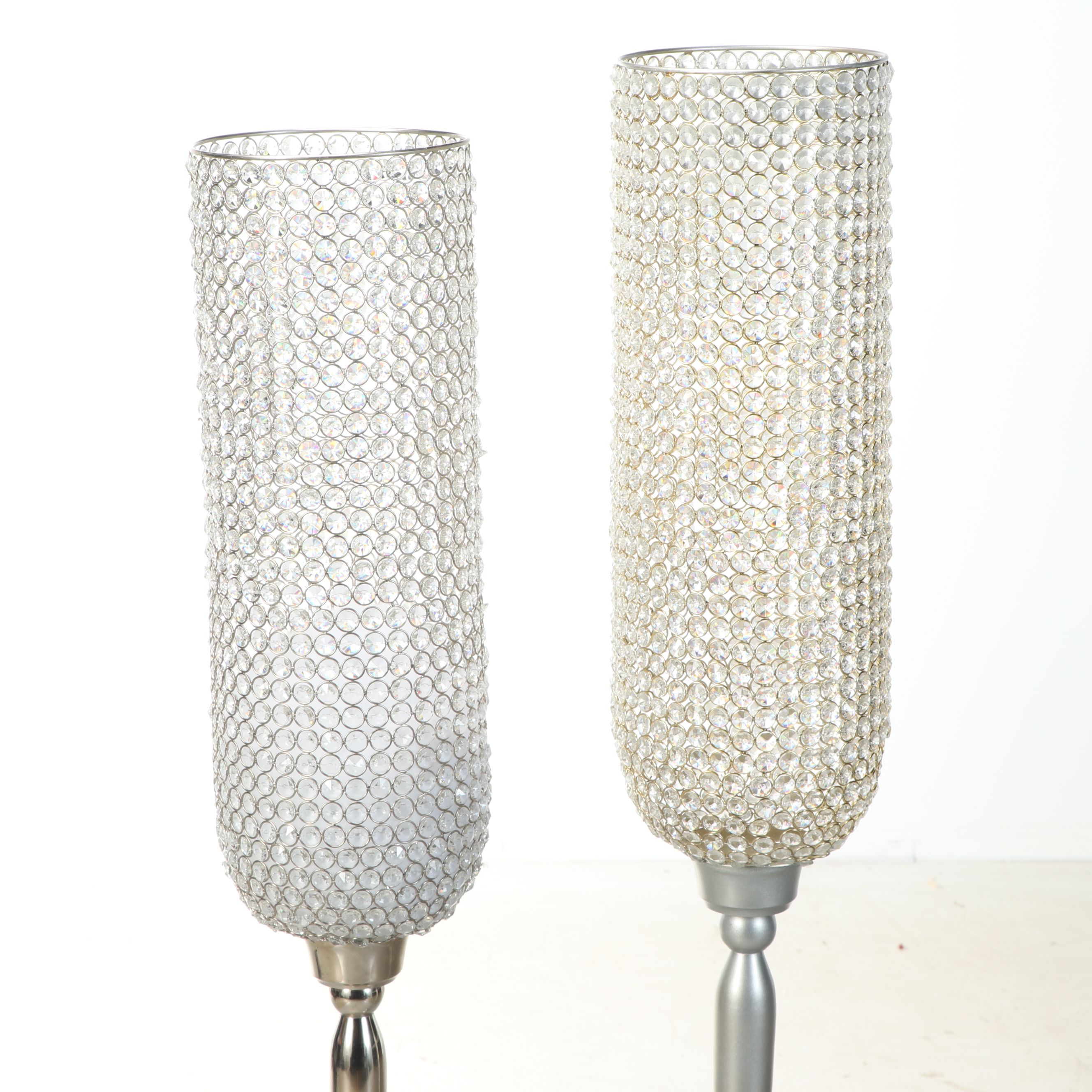 AtHome Standing Beaded Crystal Candle Holders