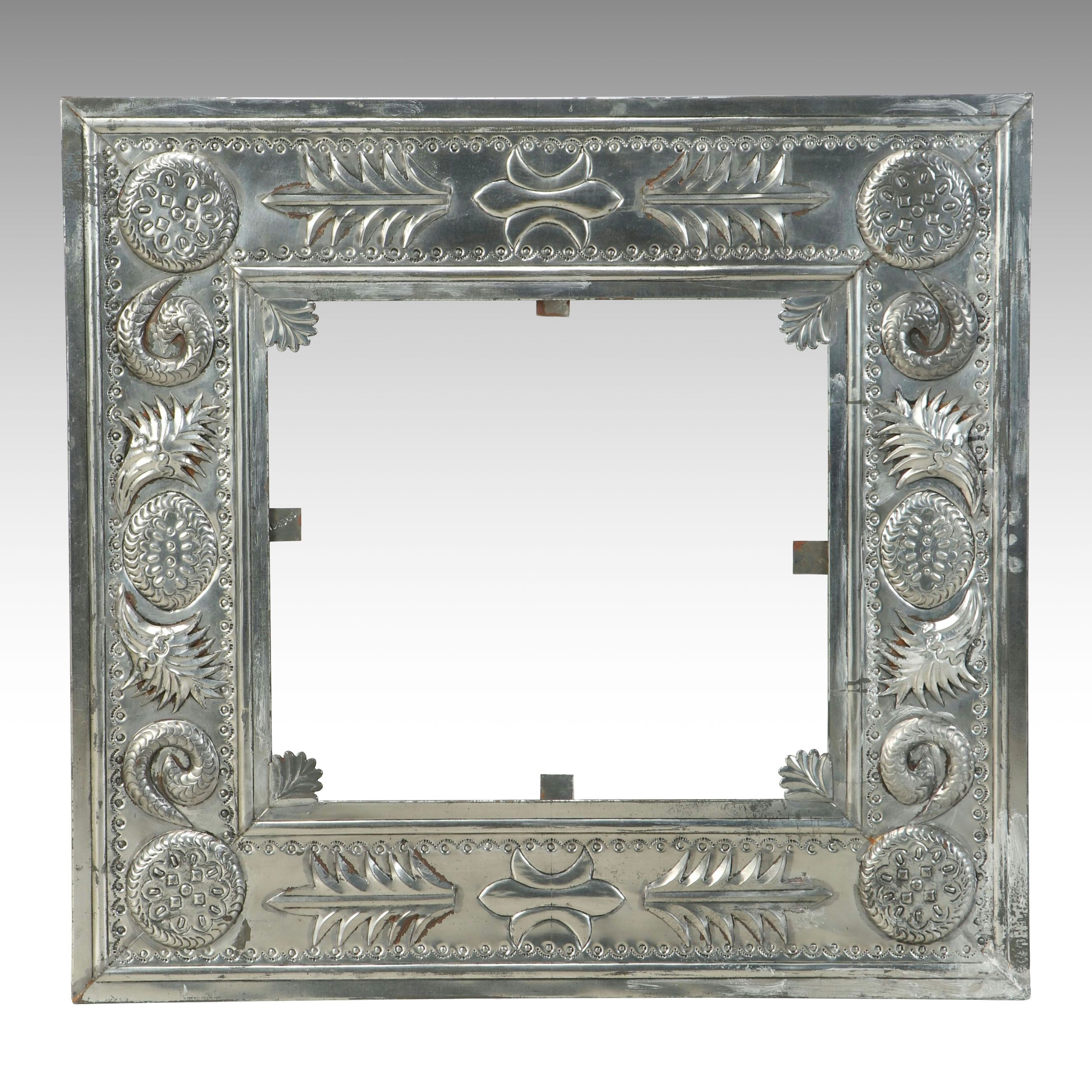 Mexican Embossed Silver Finish Metal Frame
