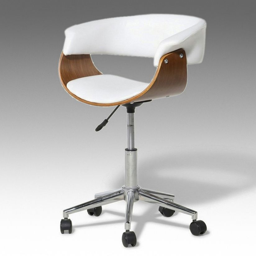 Mid Century Modern Style Bentwood and Faux Leather Office Chair