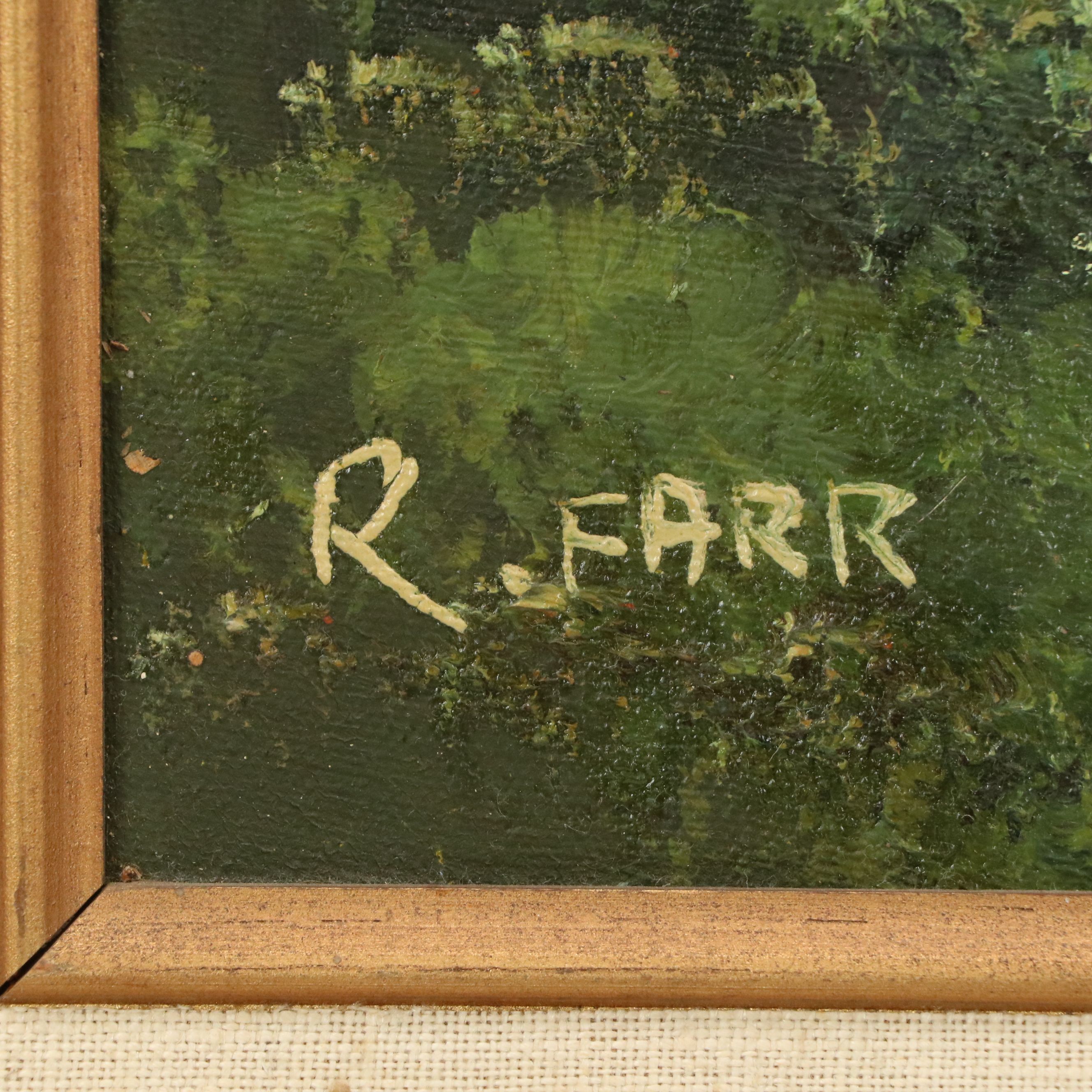 R. Farr Oil Painting of Woodland Stream, Mid to Late 20th Century