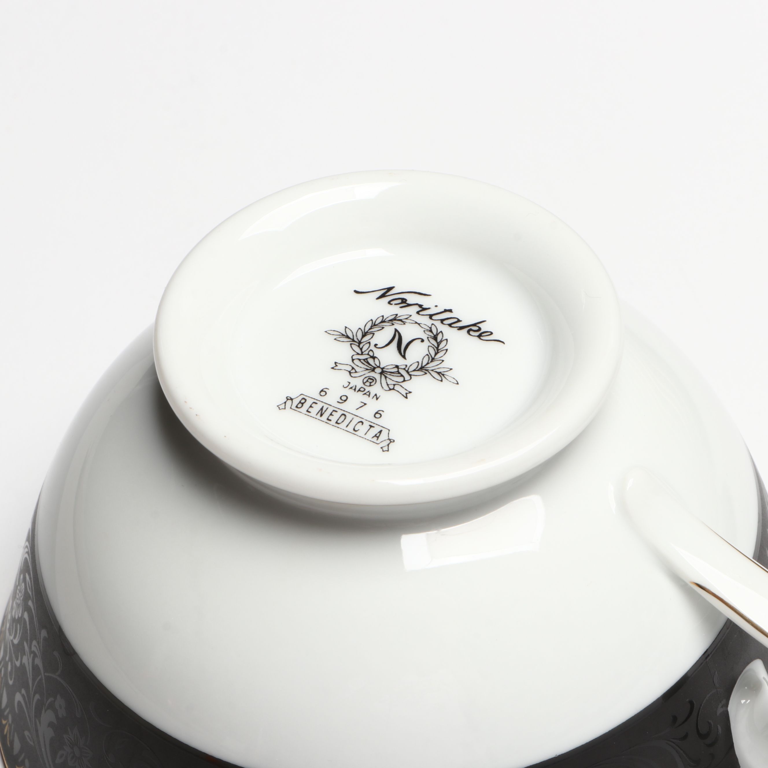 Noritake "Benedicta" Black Jacquard Rimmed Japanese Porcelain Dinnerware