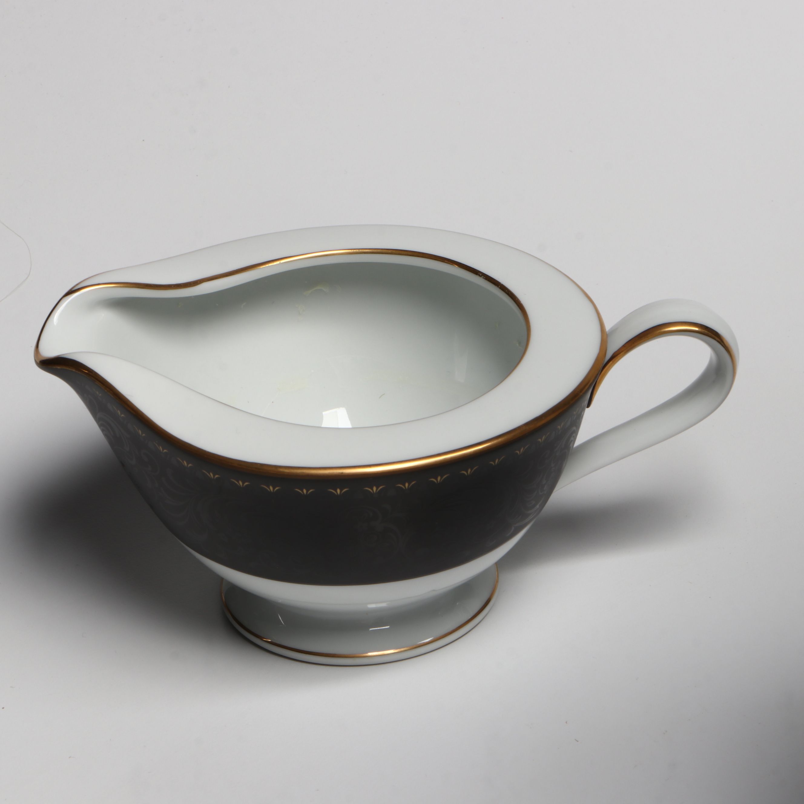 Noritake "Benedicta" Black Jacquard Rimmed Japanese Porcelain Dinnerware